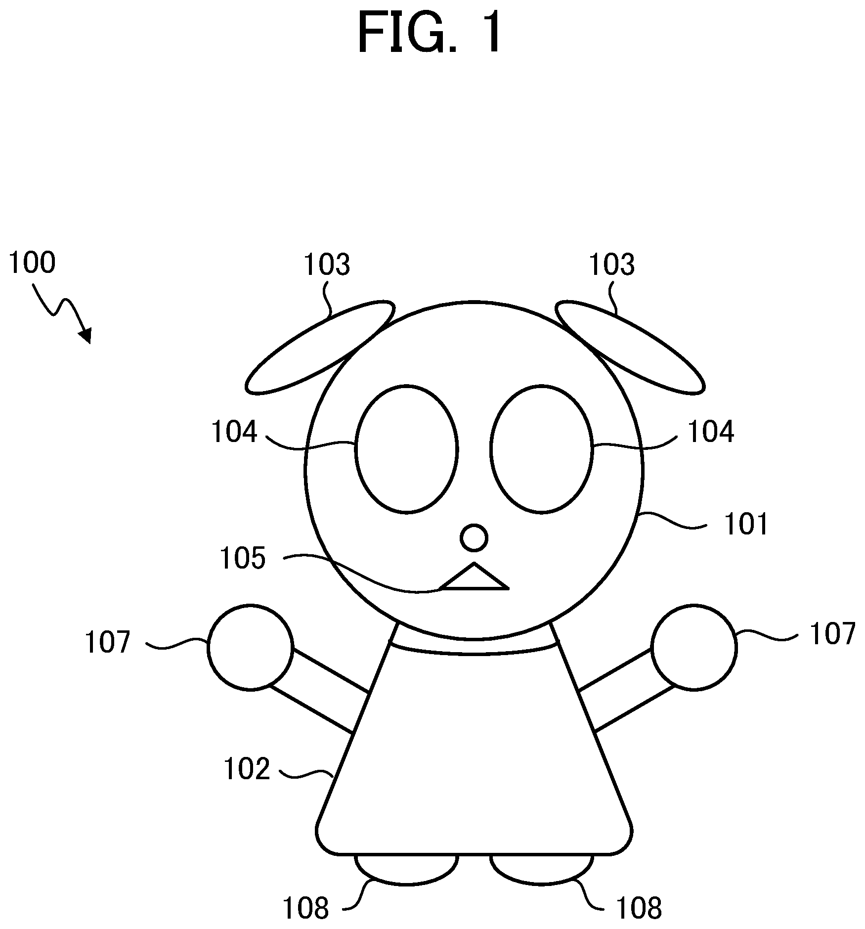 Patent US11780098 — Robot, robot control method, and recording medium — Figure 1