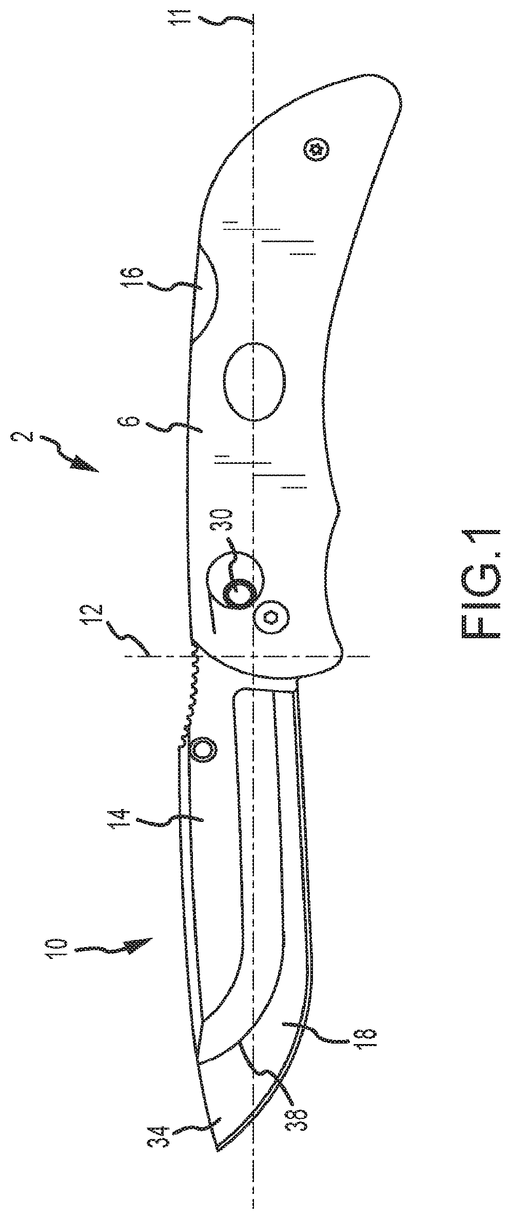 Patent US11780102 — Folding knife with replaceable blade — Figure 1