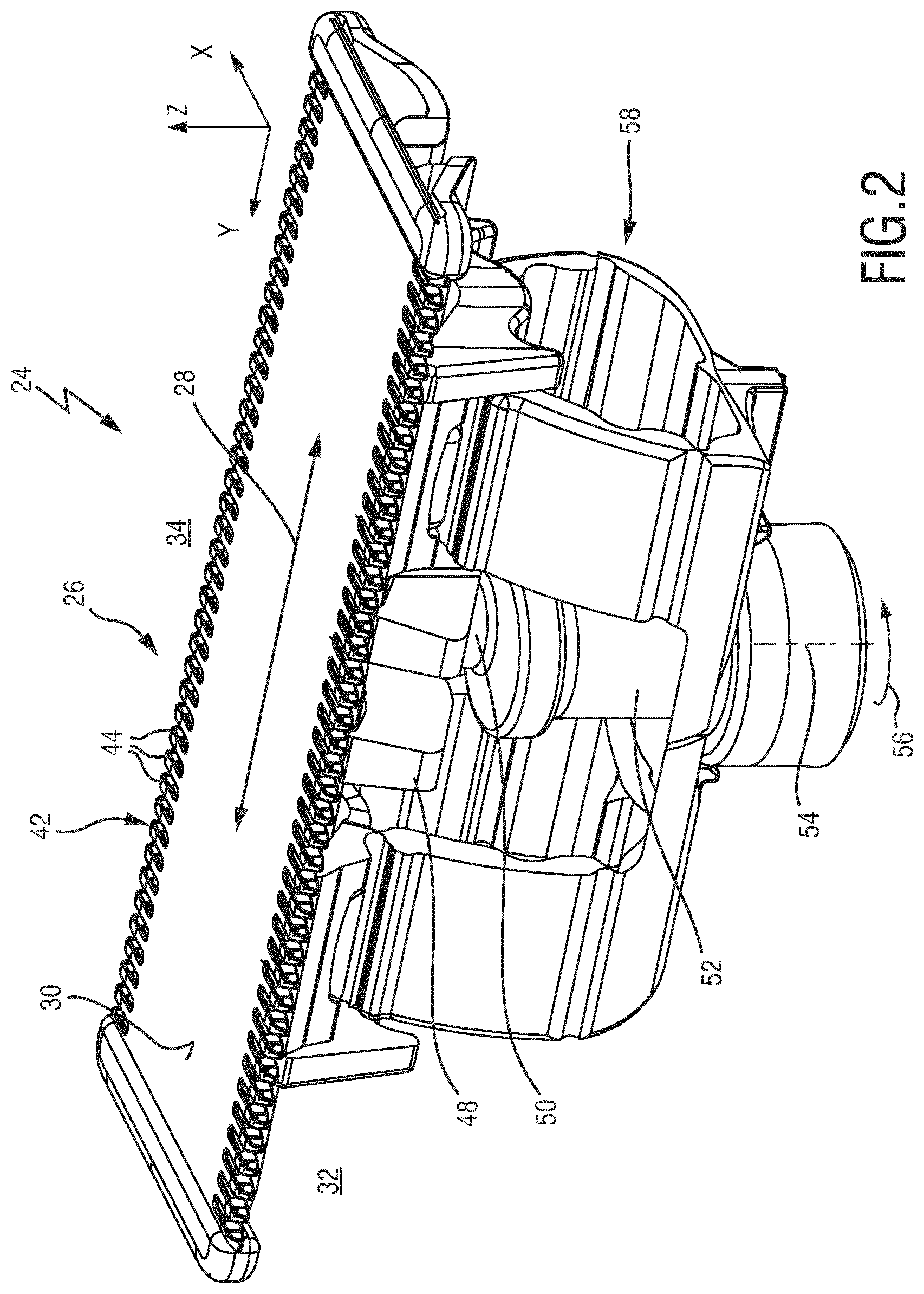 Patent US11780104 Figure 2 – Blade set for a hair cutting appliance arranged to be moved through hair in a moving direction to cut hair