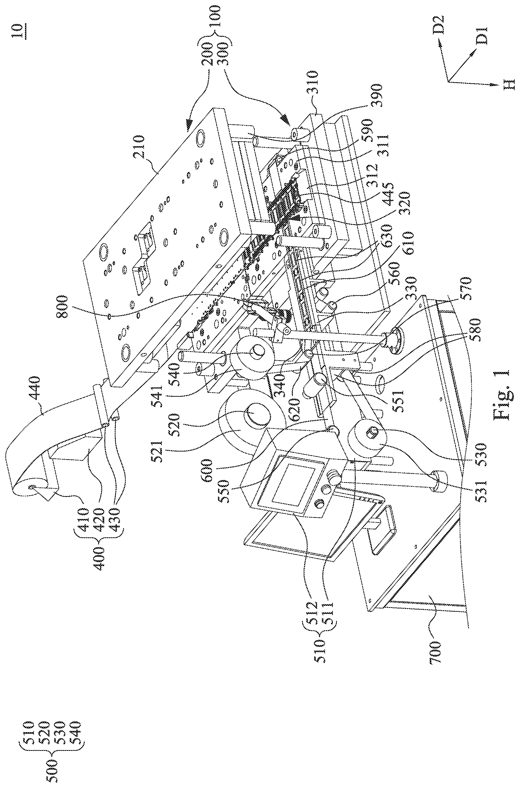 Patent US11780125 — Composite automatic production equipment for in-mold placement process — Figure 1