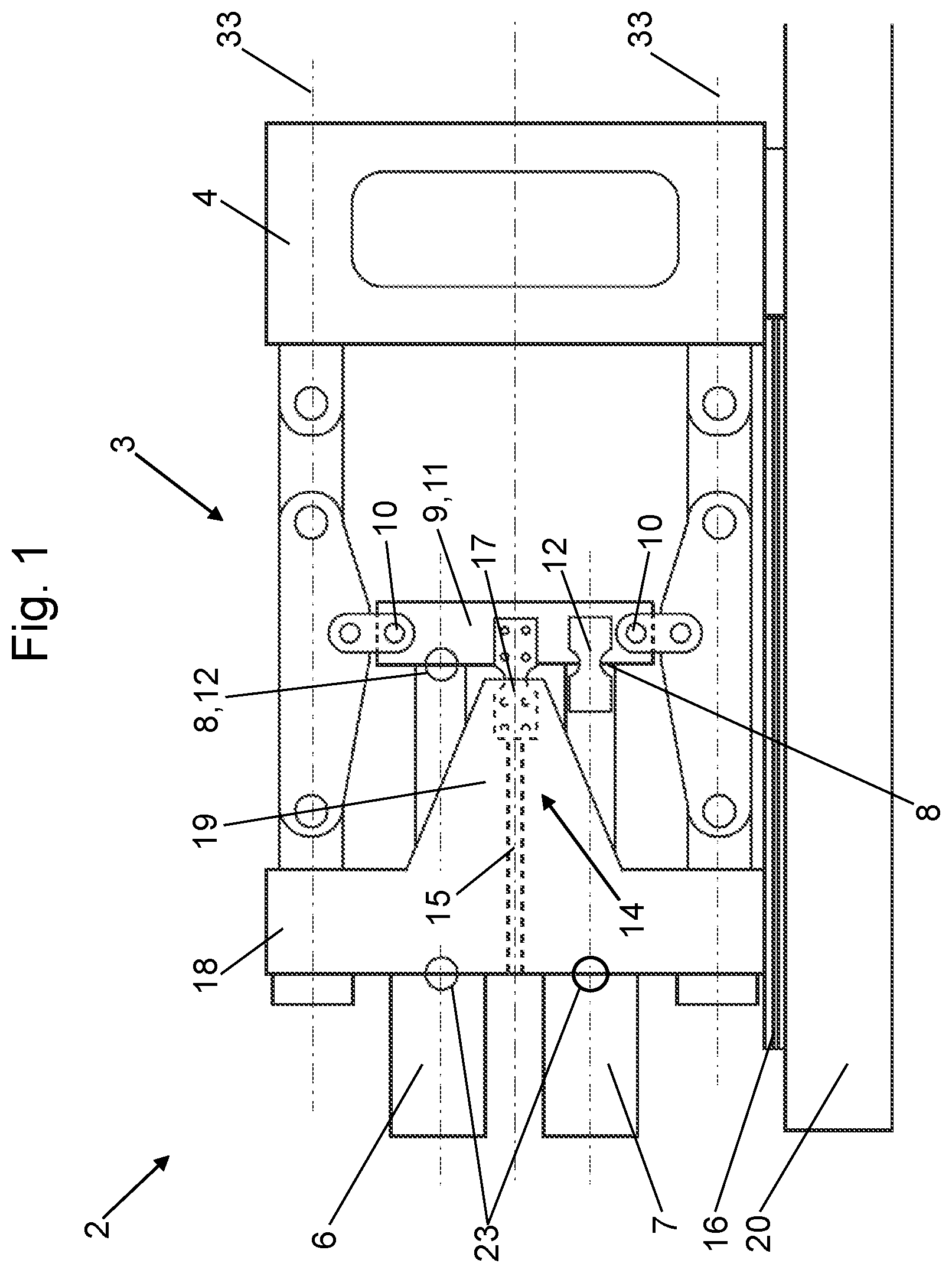 Patent US11780138 — Clamping unit for a moulding machine and moulding machine comprising such a clamping unit — Figure 1