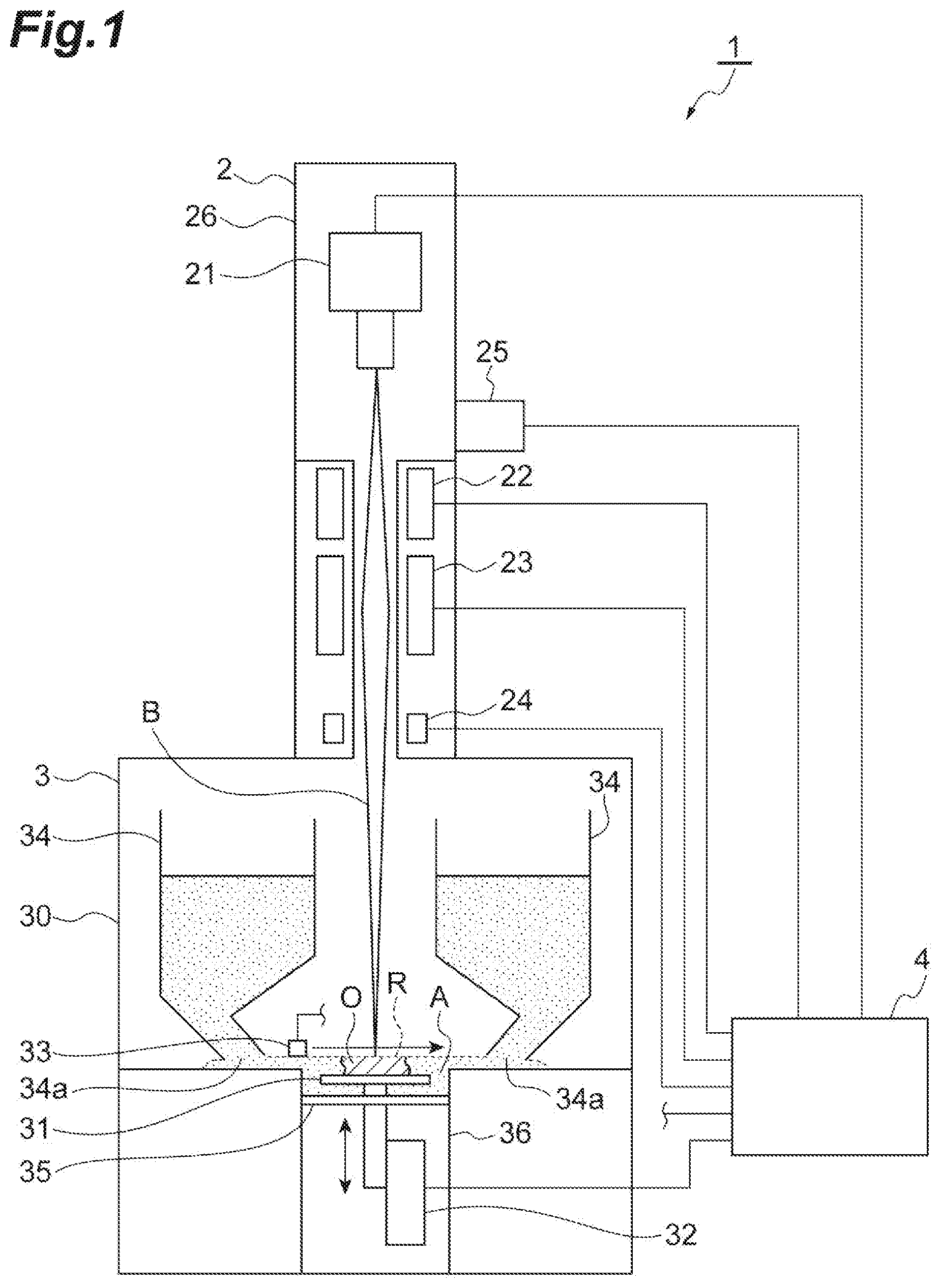 Patent US11780159 — Additive manufacturing device and additive manufacturing method — Figure 1