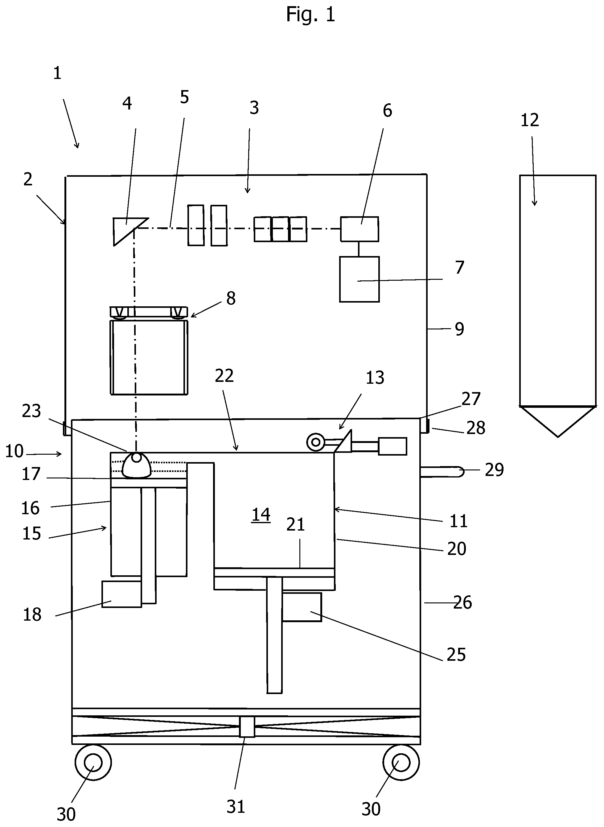 Patent US11780165 — Additive manufacturing device comprising a replaceable raw material processing unit — Figure 1