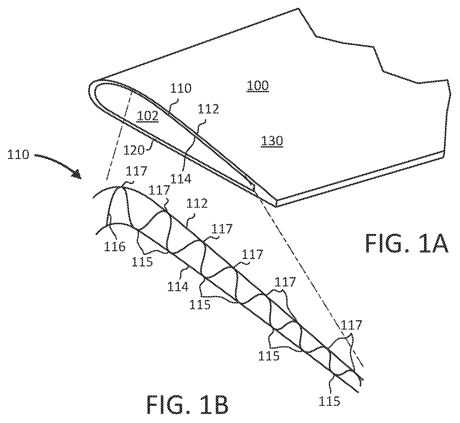 Patent US11780179 — Thermoplastic composite panel with corrugated peaks and troughs stiffening systems and methods — Figure 1