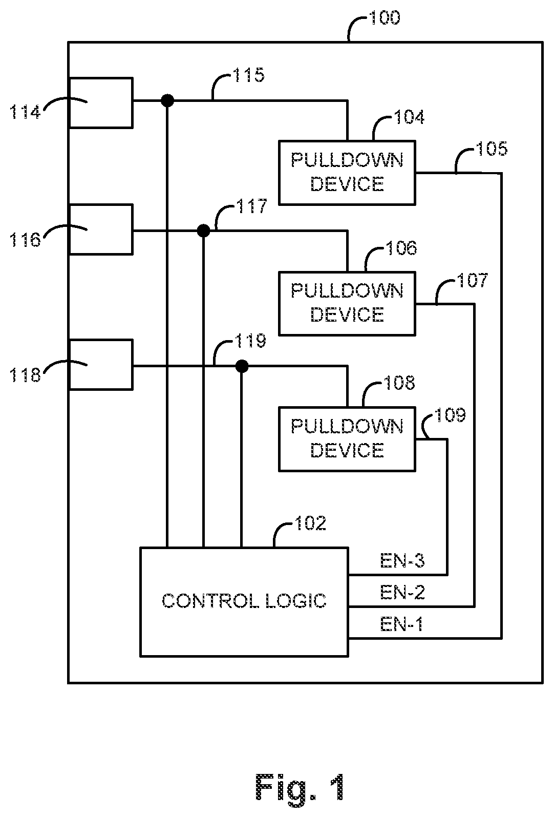 Patent US11780223 Figure 1 – Pulldown devices