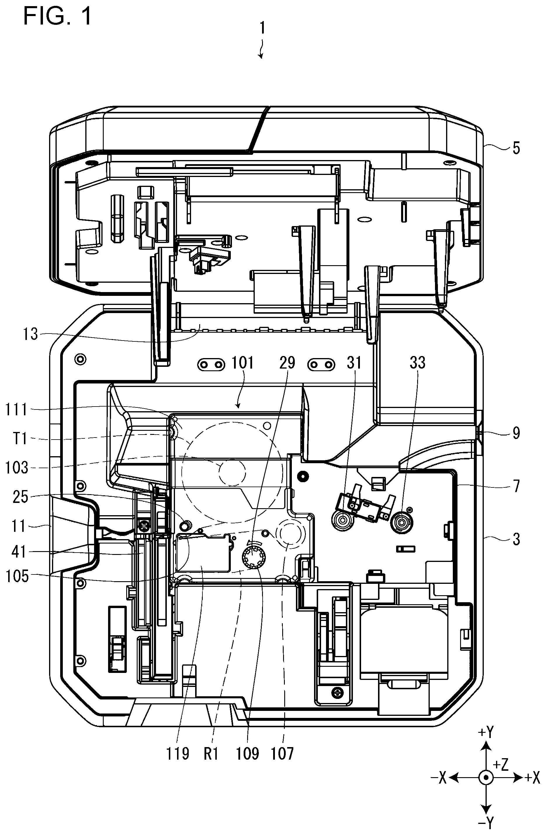 Patent US11780240 — Information processing device having acquiring section acquiring remaining tape length, tape printing device, tape printing system, method for controlling information processing device, and storage medium storing program for controlling information processing device — Figure 1