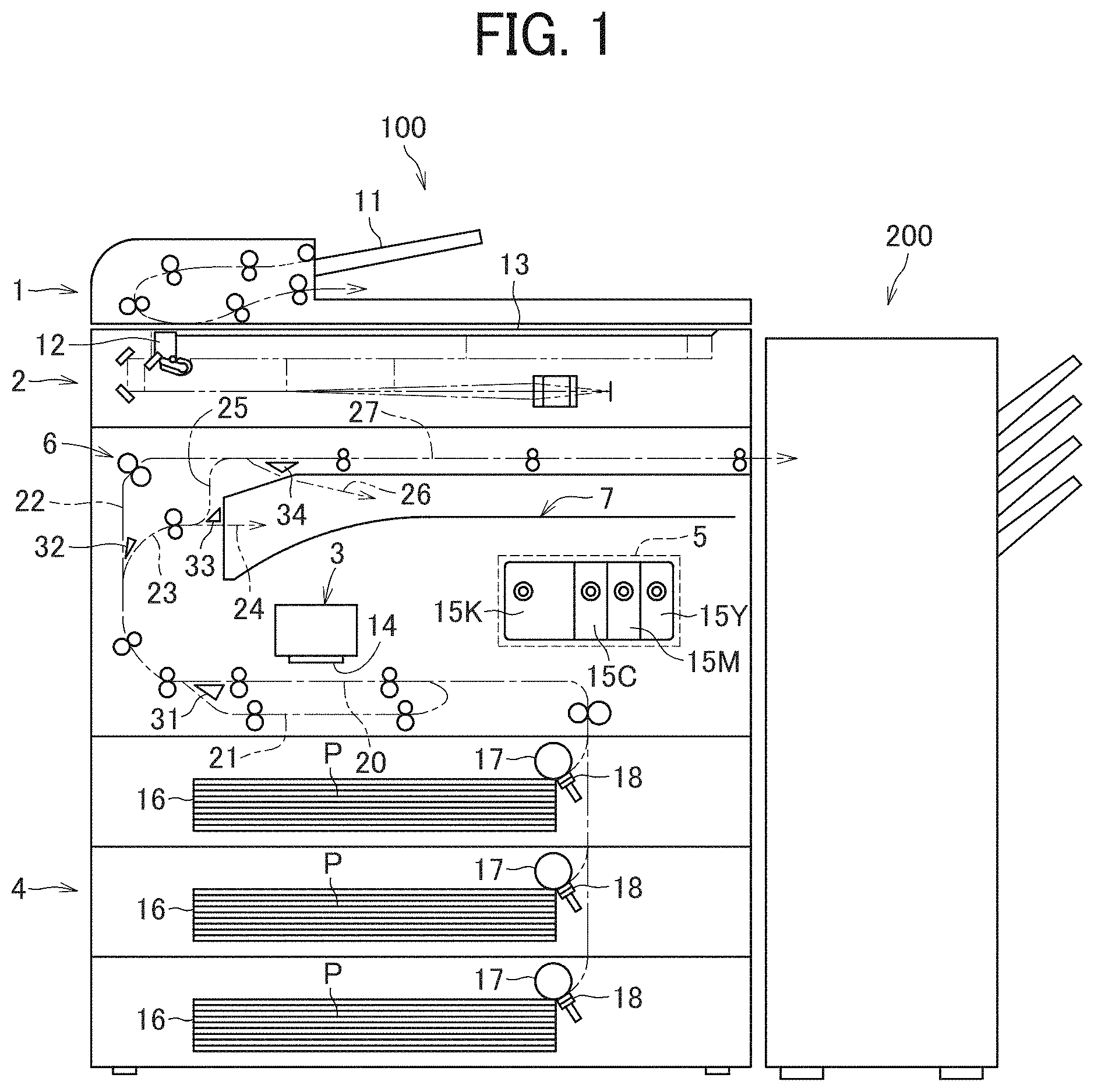 Patent US11780244 — Heating device, liquid applying apparatus, image forming apparatus, post-processing apparatus, and conveying device — Figure 1