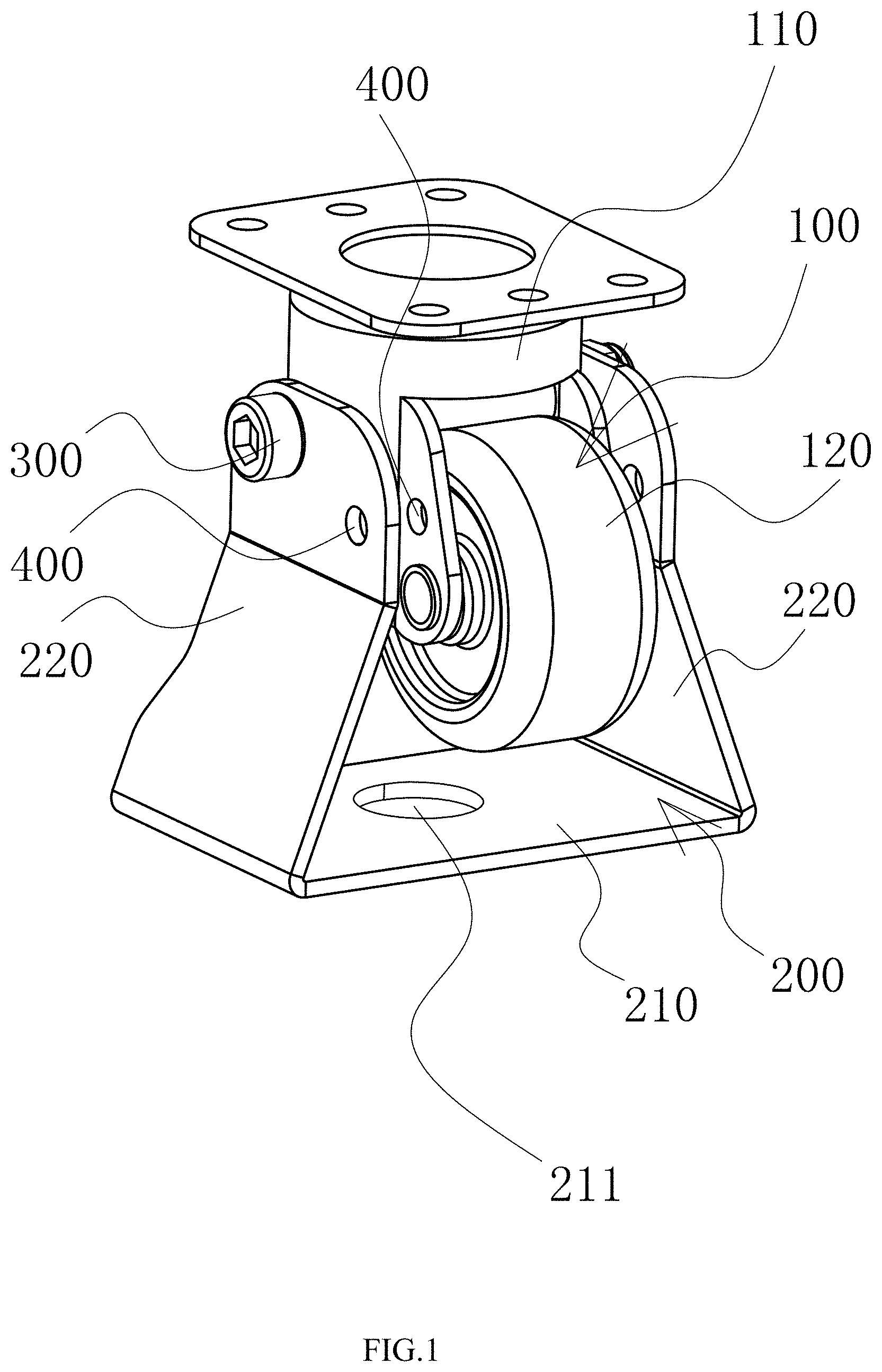 Patent US11780265 — Truckle structure and cabinet — Figure 1