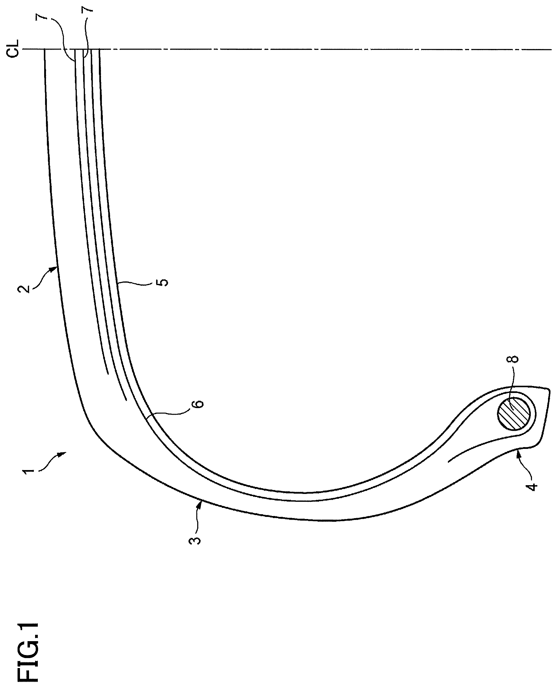 Patent US11780266 — Tire with specified belt layers of 1X4 steel cords — Figure 1