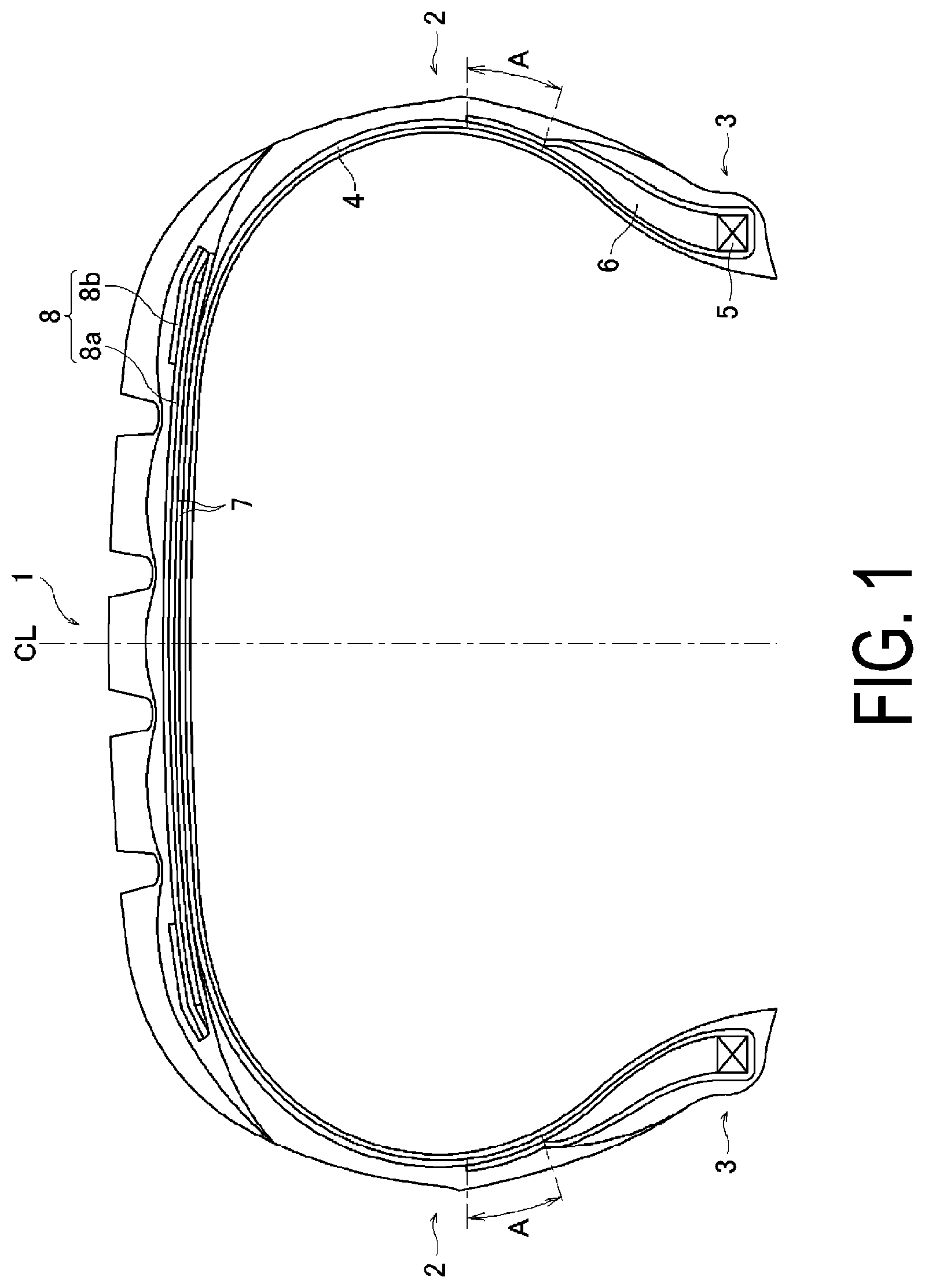 Patent US11780267 — Pneumatic tire — Figure 1