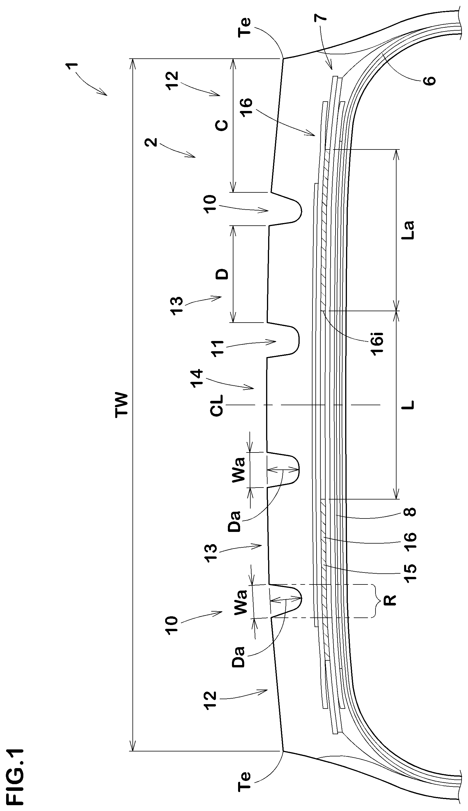 Patent US11780268 — Tyre — Figure 1