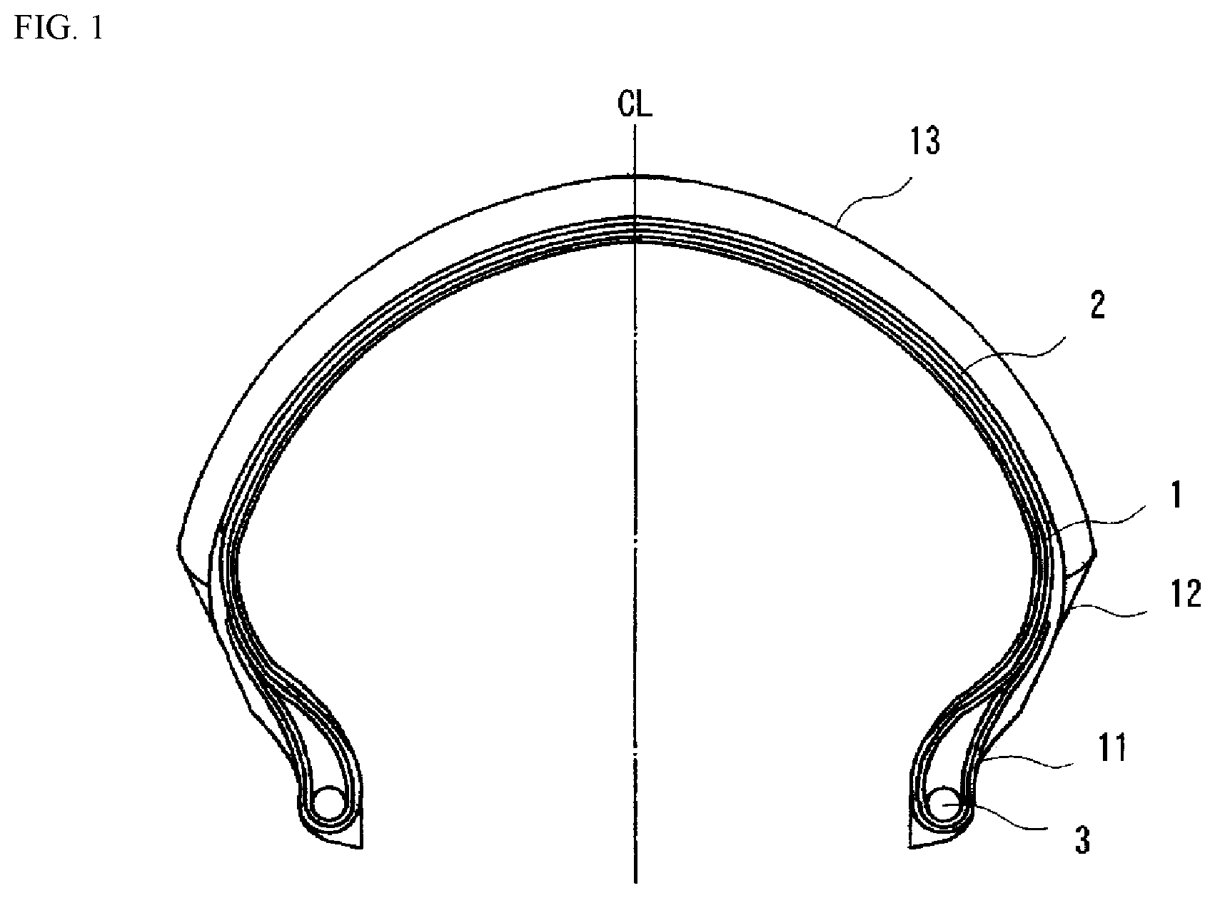 Patent US11780269 — Pneumatic tire for motorcycle — Figure 1