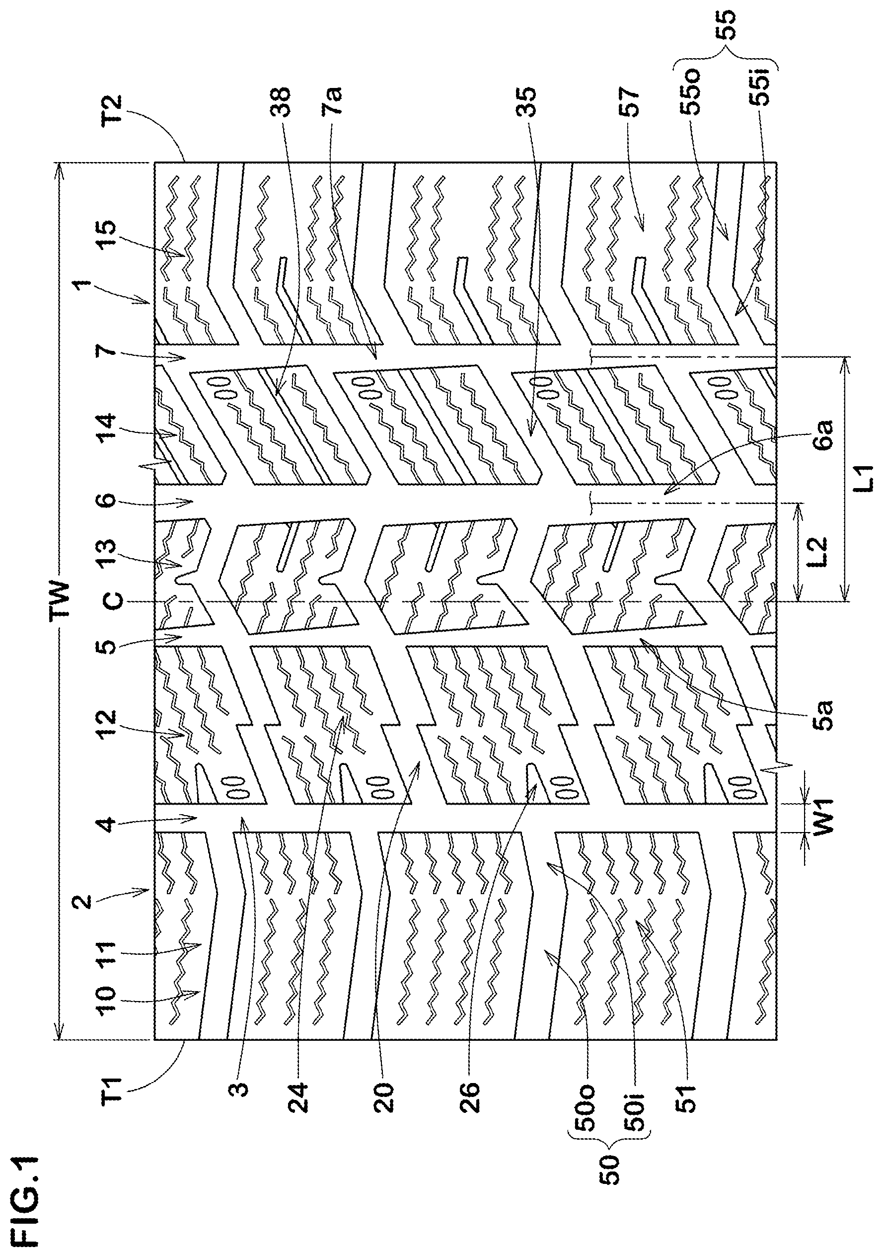 Patent US11780270 — Tire — Figure 1