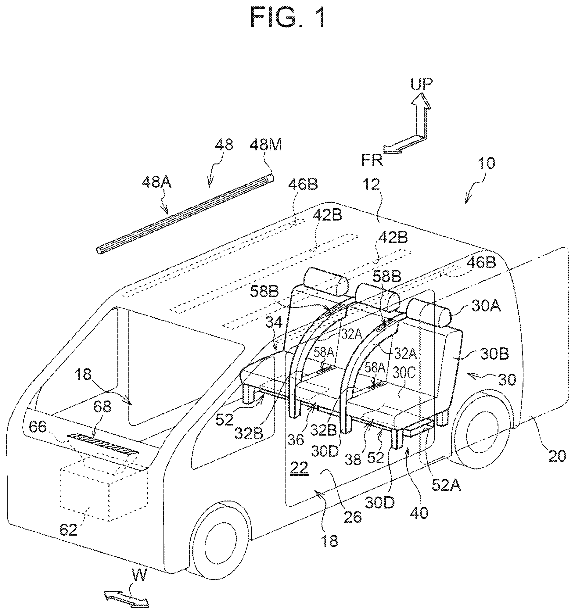 Patent US11780288 Figure 1 – Vehicle cabin airflow forming device