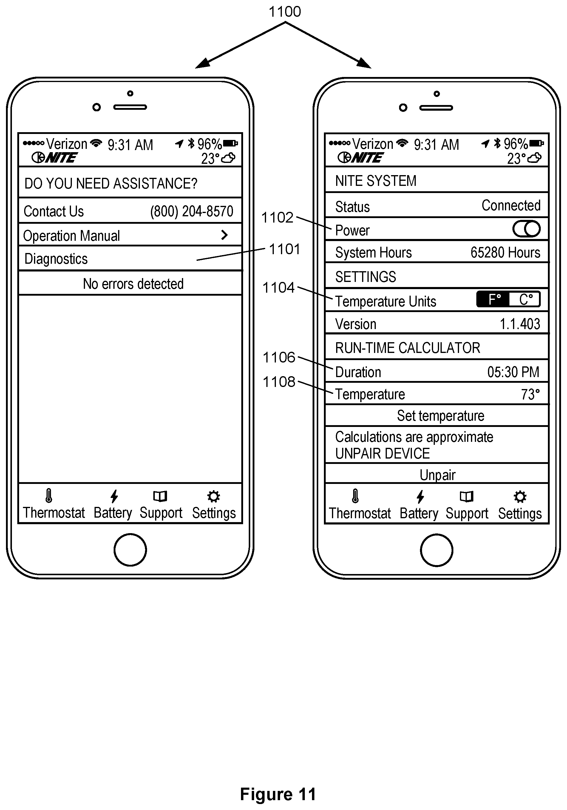 Patent US11780292 Figure 13 – Graphical user interfaces for remotely managing climate control systems of a fleet of vehicles