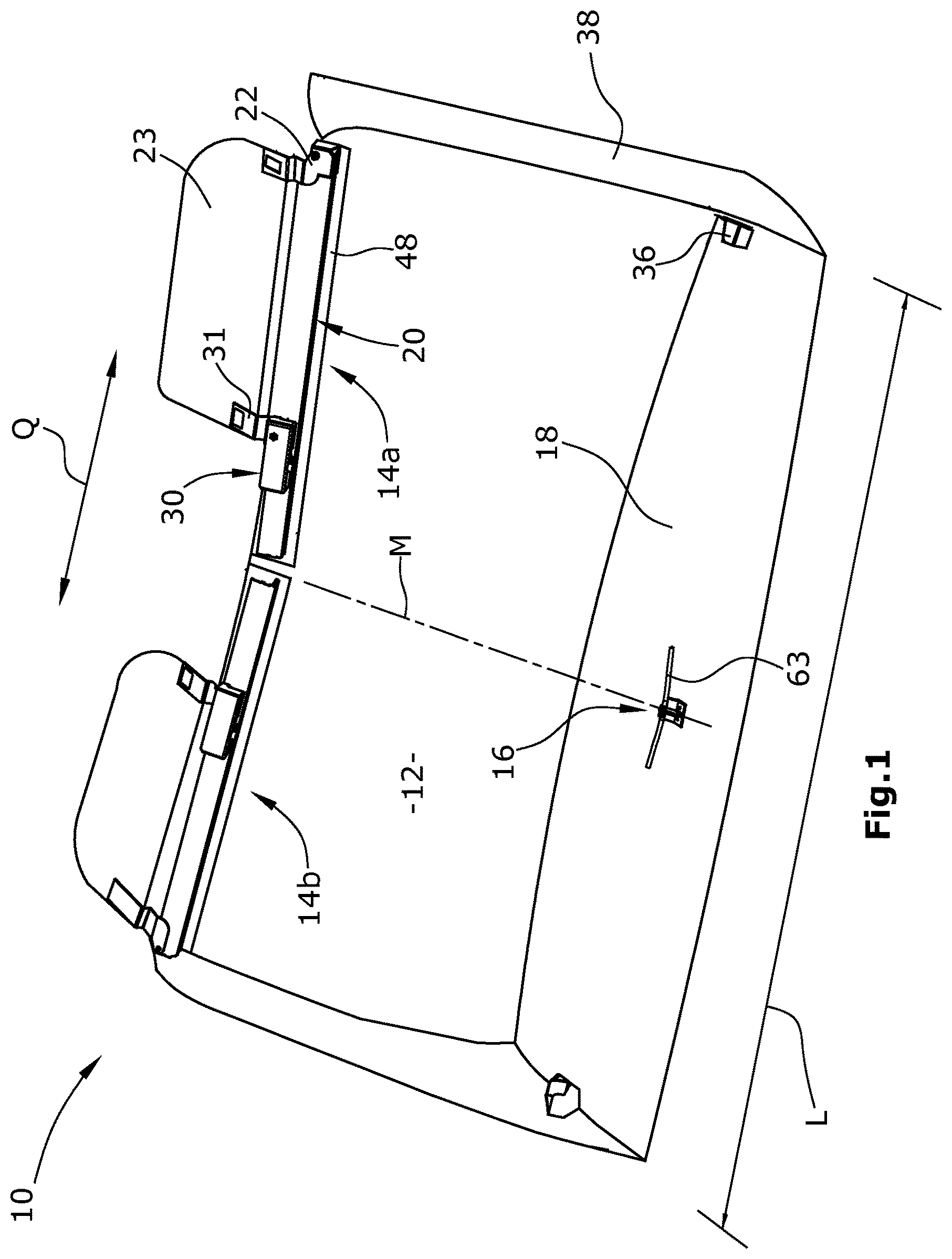 Patent US11780301 — Blinding arrangement for the shielding of a vehicle windshield — Figure 1
