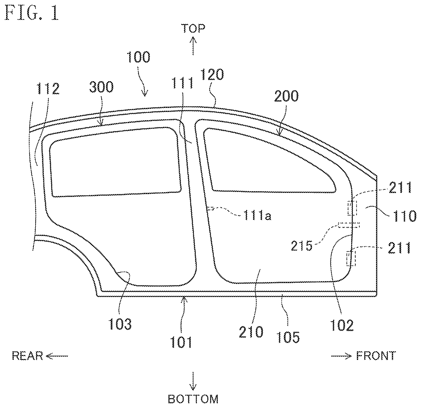 Patent US11780307 — Sealing member for vehicle door — Figure 1