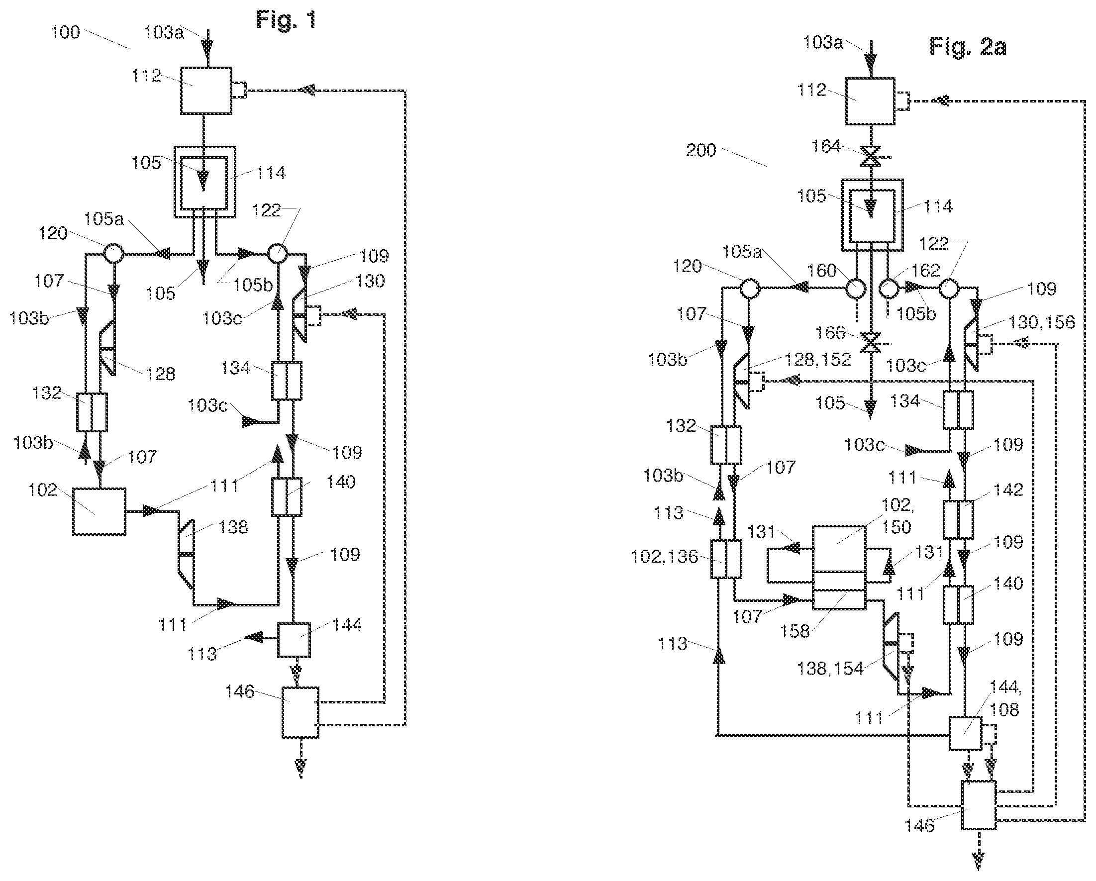 Patent US11780312 Figure 1 – Exhaust gas heat recovery from cryo-compression engines with cogeneration of cryo-working fluid