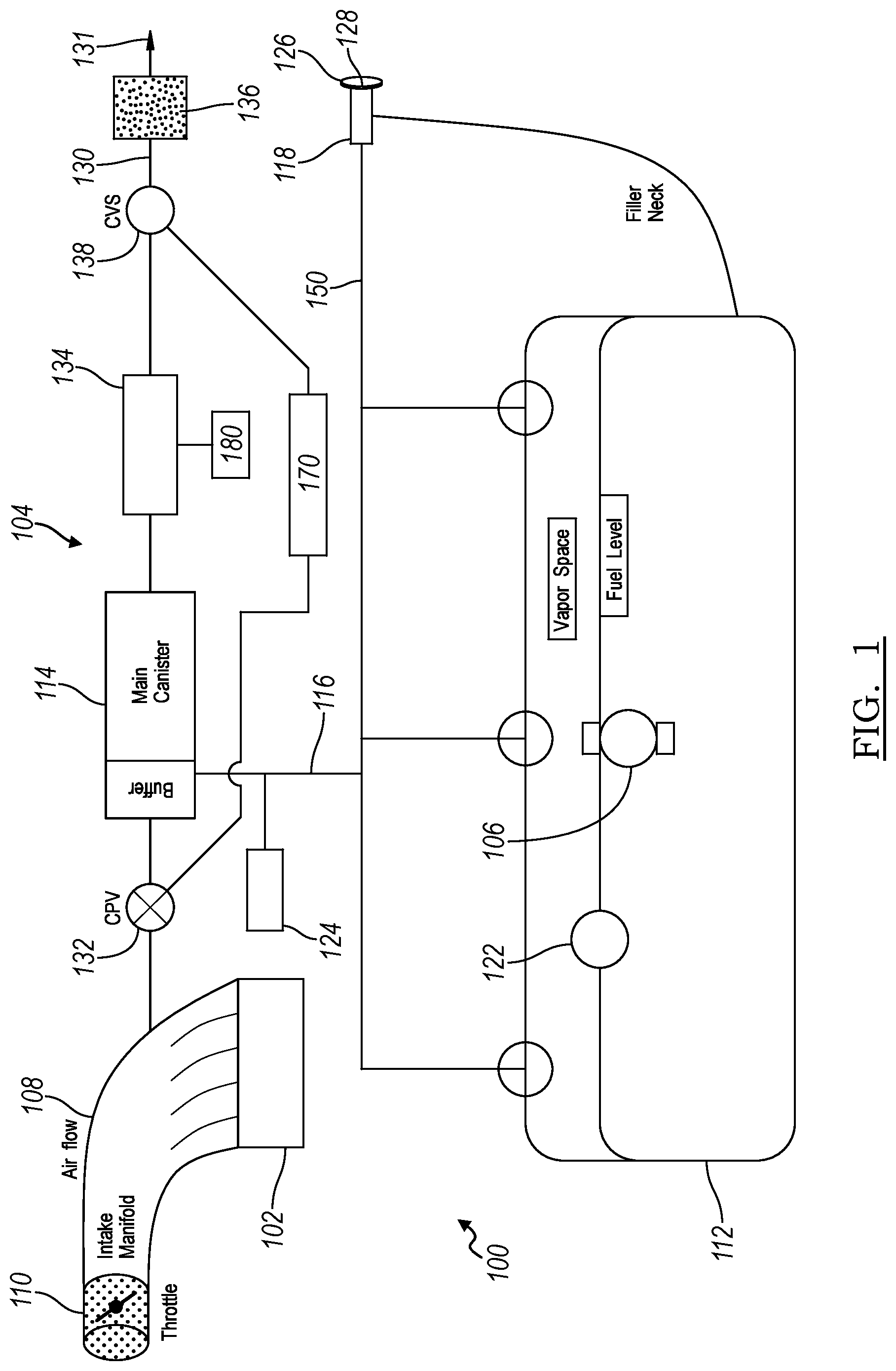 Patent US11780322 — Fuel system for a vehicle — Figure 1