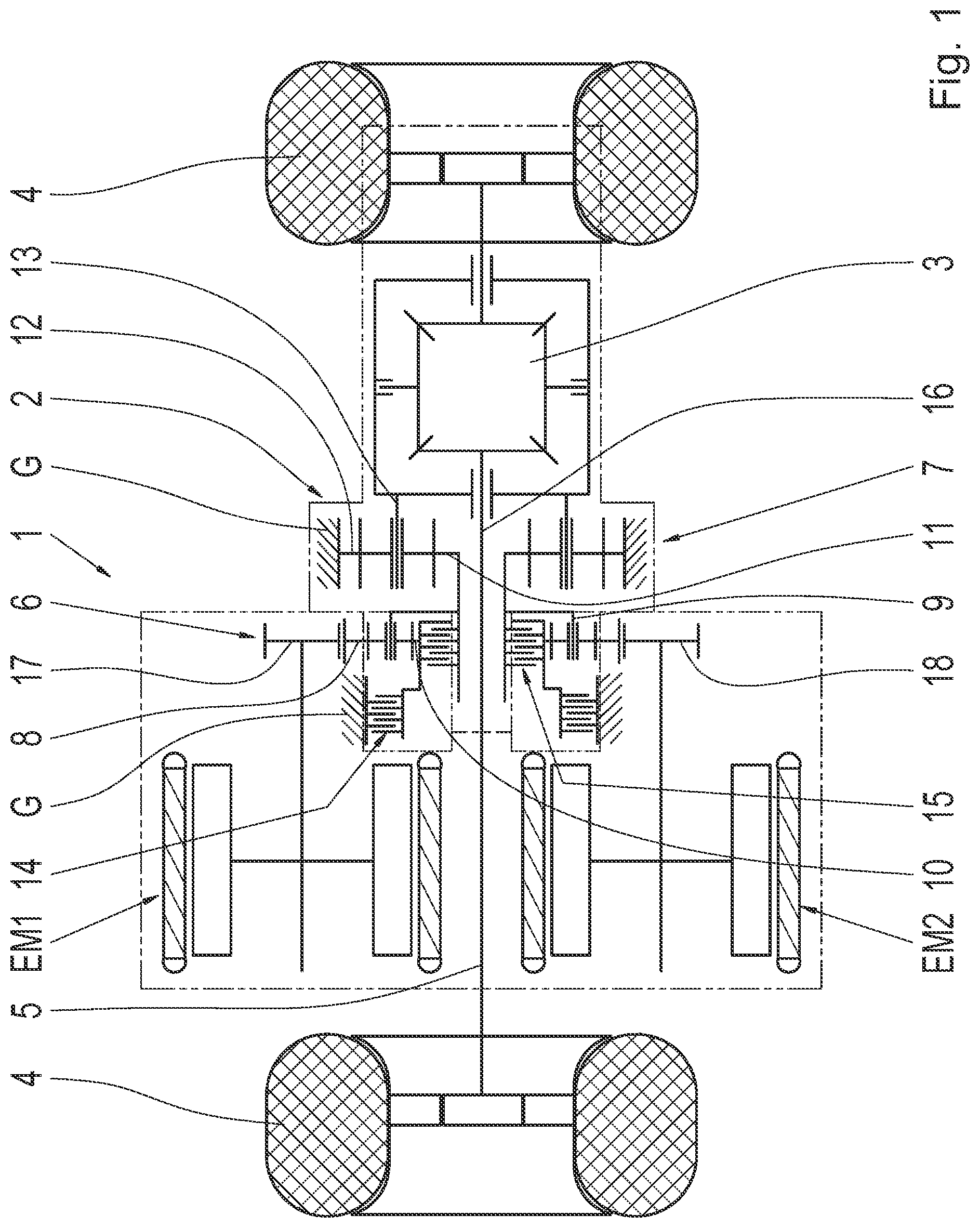 Patent US11780328 — Drive device for an electrically driven axle of a motor vehicle — Figure 1