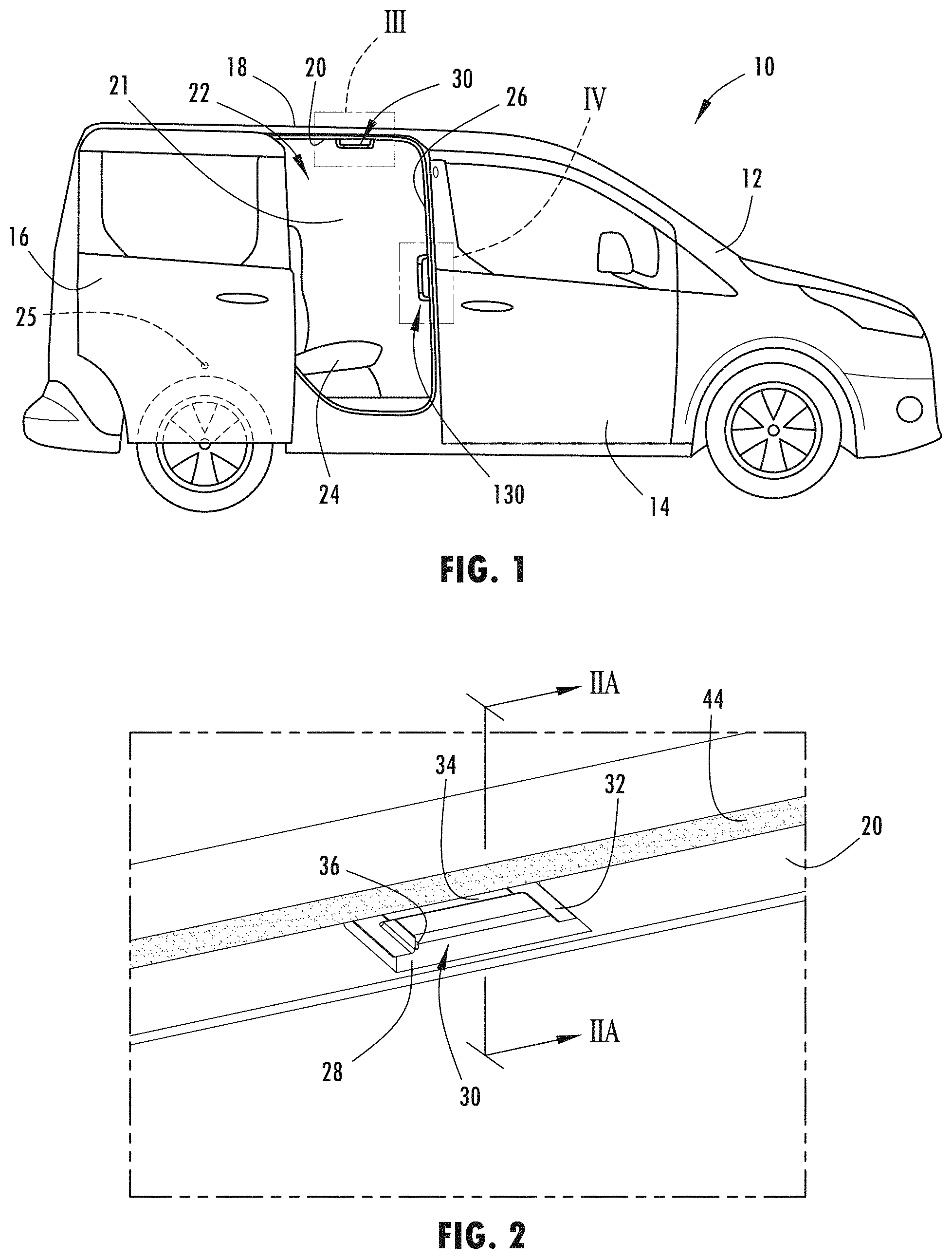 Patent US11780356 Figure 1 – Vehicle having movable assist handle with light device