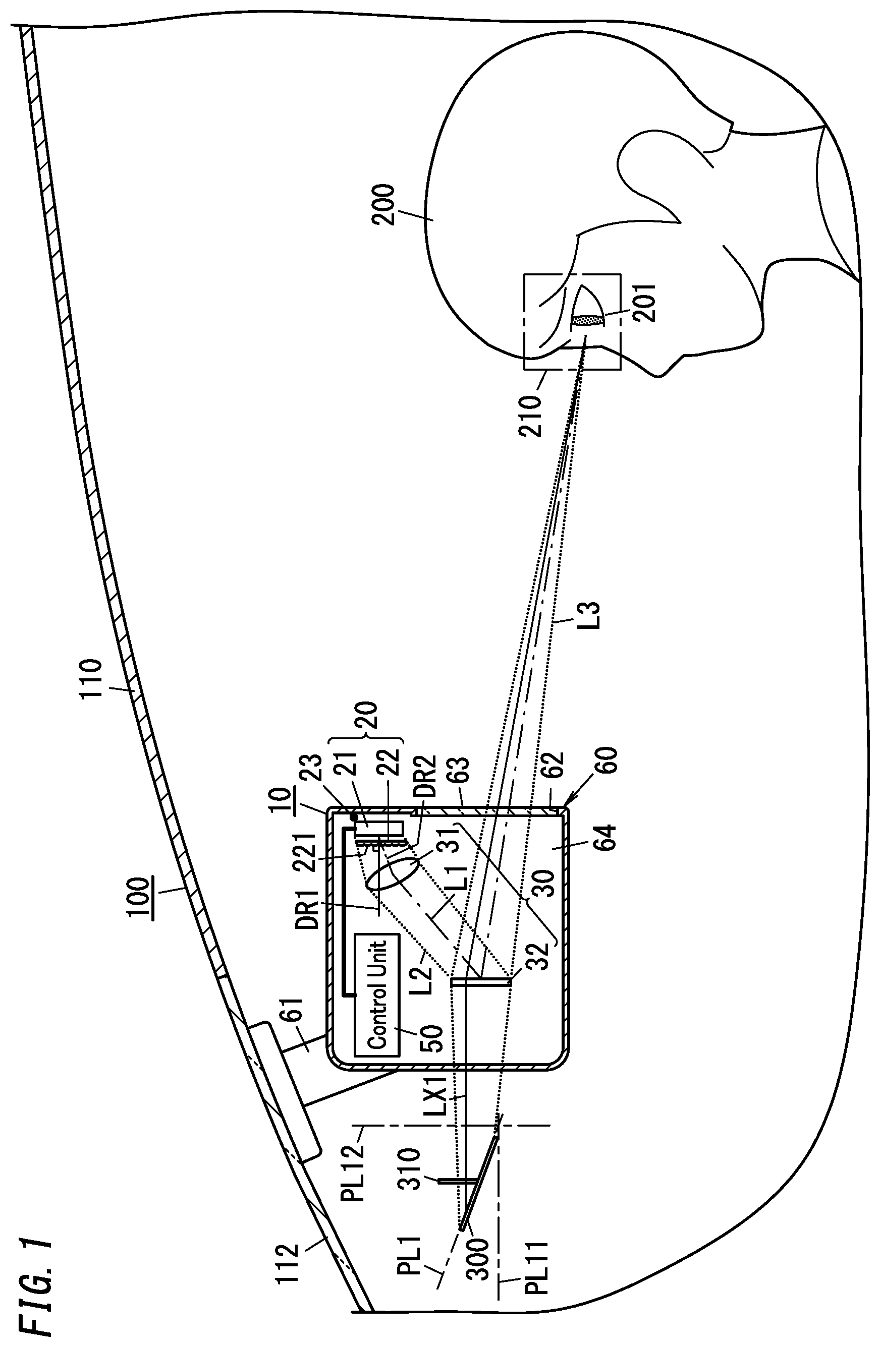 Patent US11780368 — Electronic mirror system, image display method, and moving vehicle — Figure 1