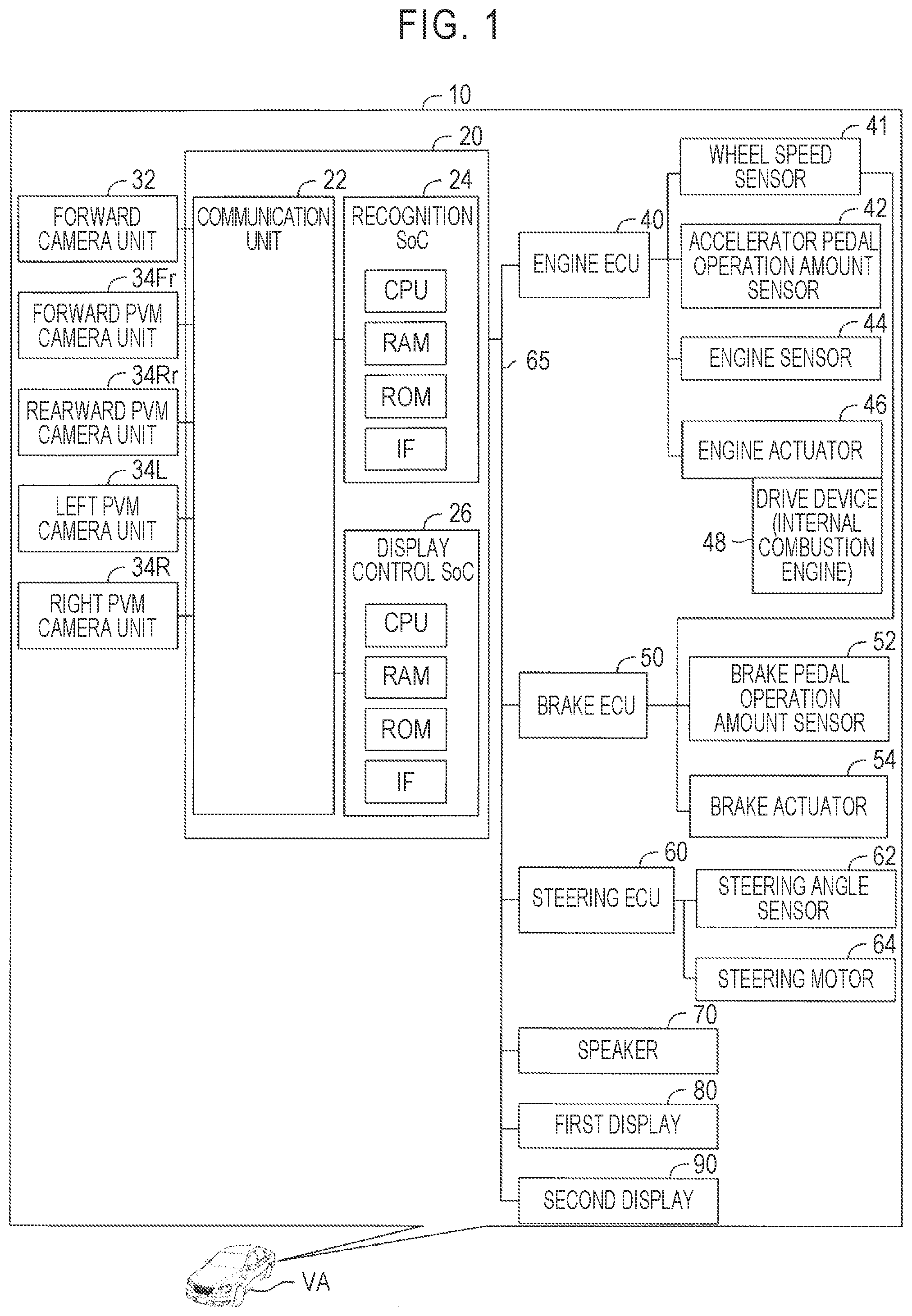 Patent US11780369 — Vehicular image processing system, vehicle, and image transmission method — Figure 1