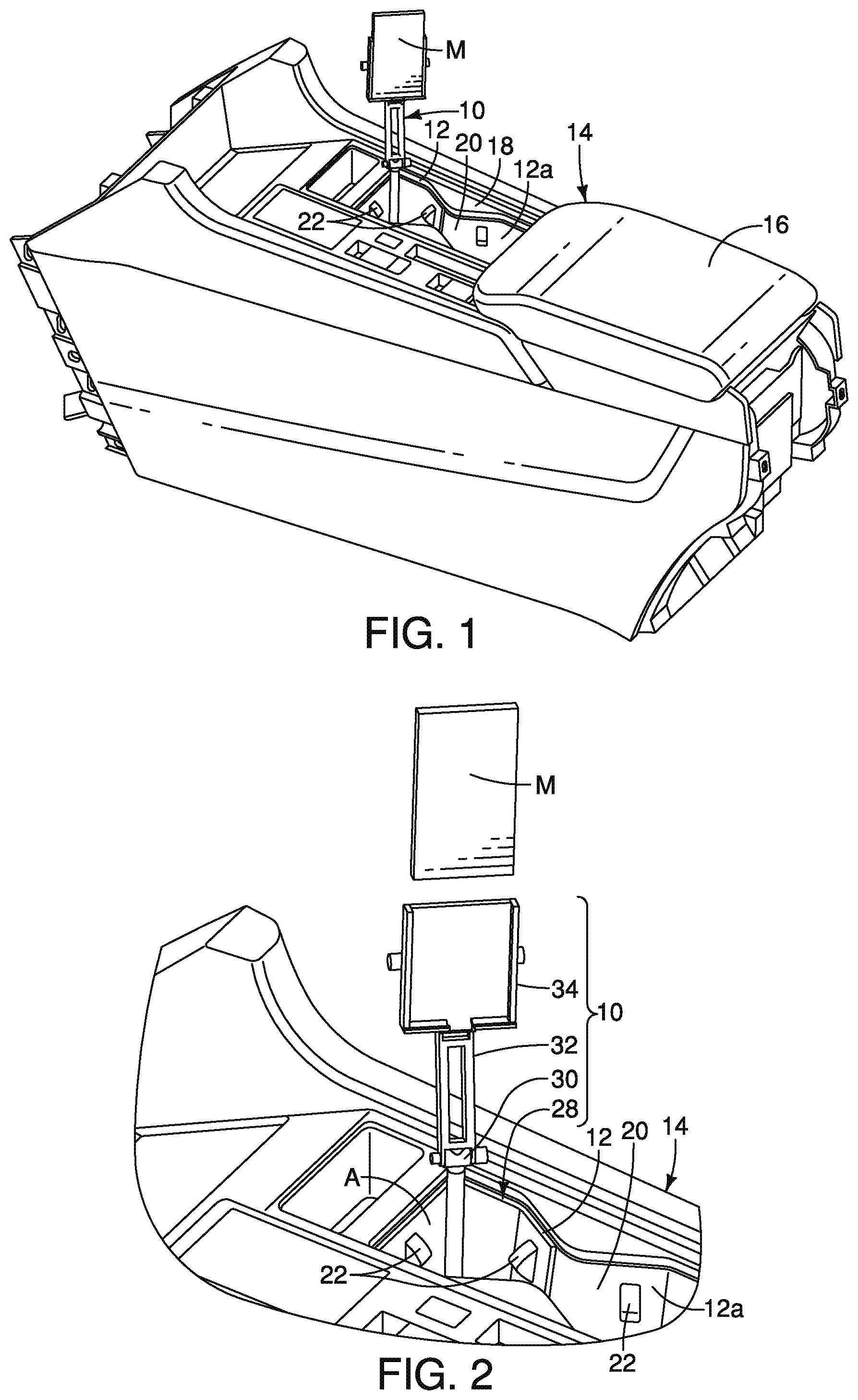 Patent US11780374 — Vehicle mobile device holder assembly — Figure 1