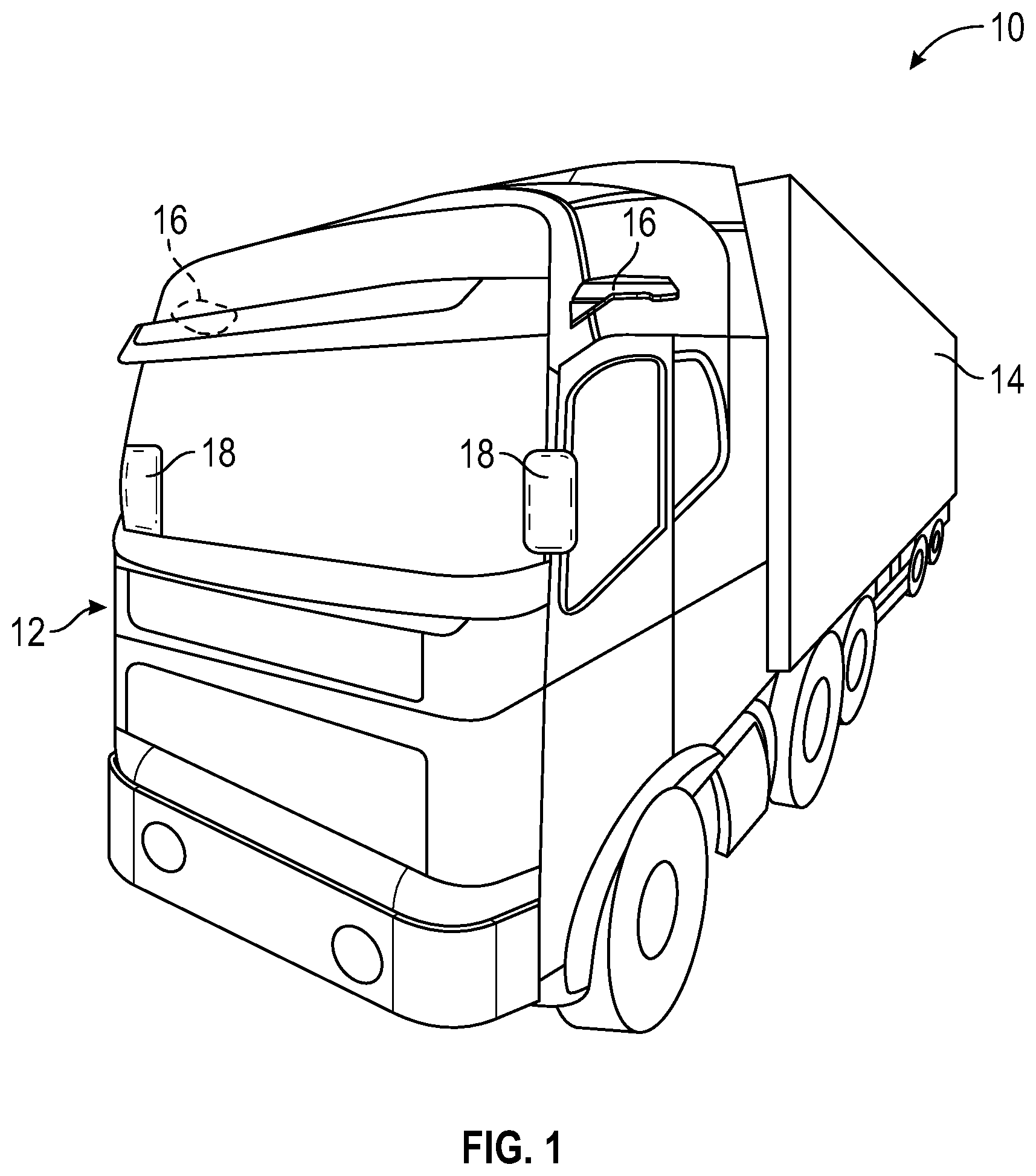 Patent US11780381 — Mirror replacement system with camera anti-soiling feature — Figure 1