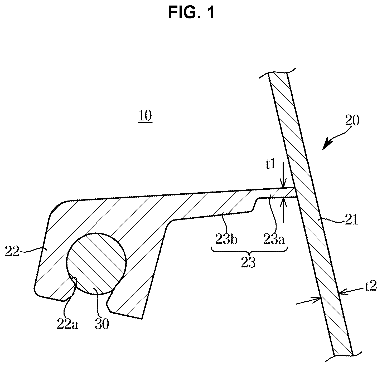 Patent US11780390 — Bumper for vehicle — Figure 1
