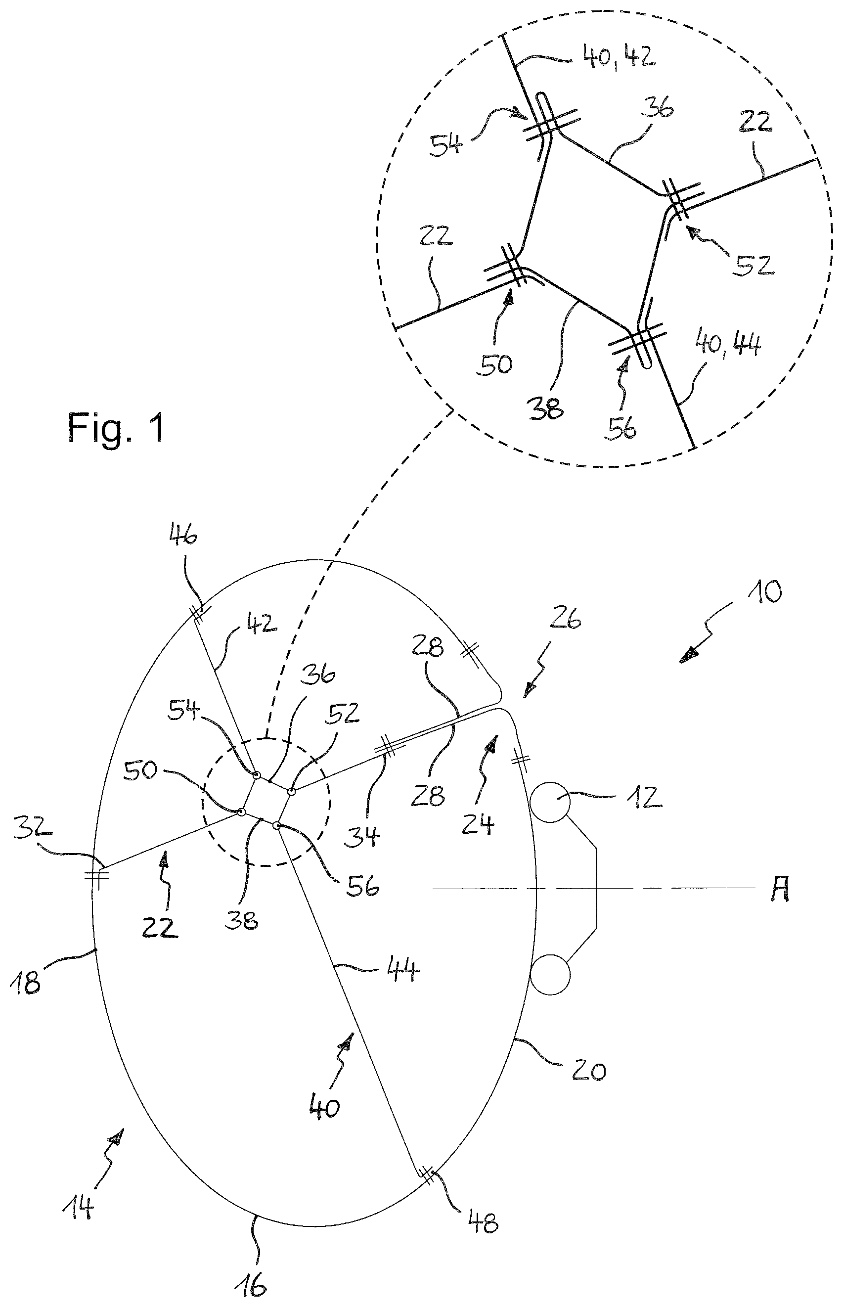 Patent US11780400 — Airbag for a vehicle occupant restraining system — Figure 1