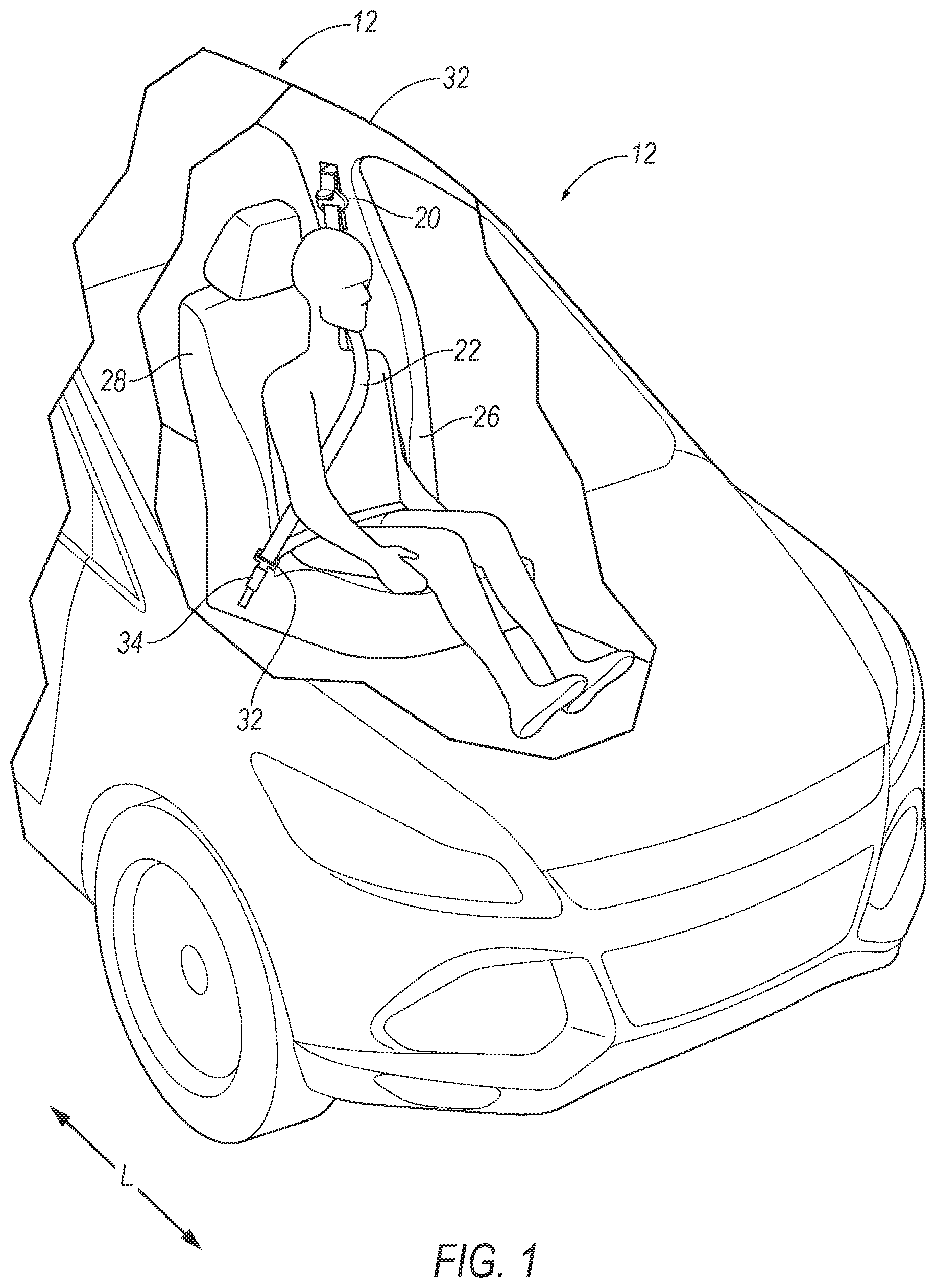 Patent US11780404 — Seatbelt assembly — Figure 1