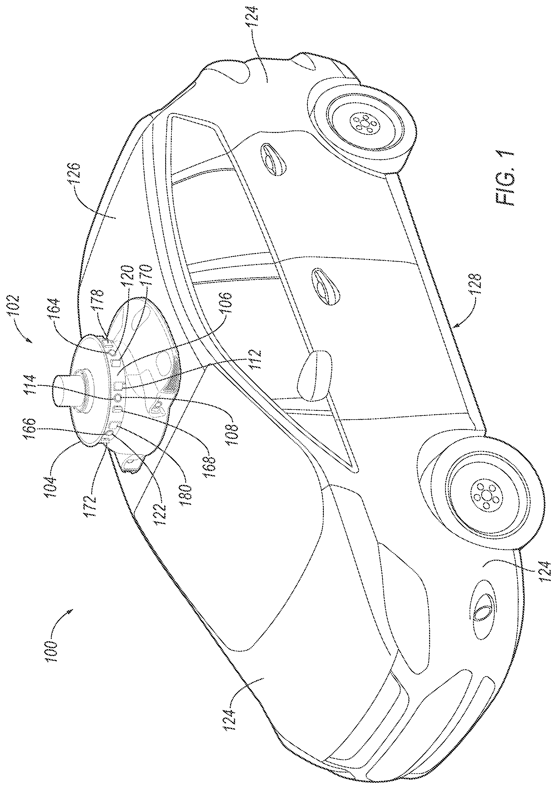 Patent US11780409 — Sensor apparatus with cleaning — Figure 1