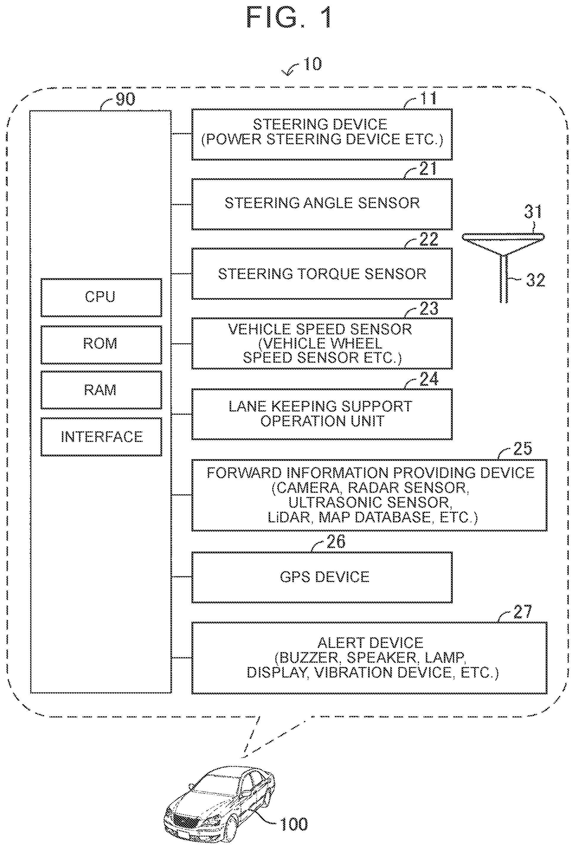 Patent US11780459 — Vehicle driving support device — Figure 1