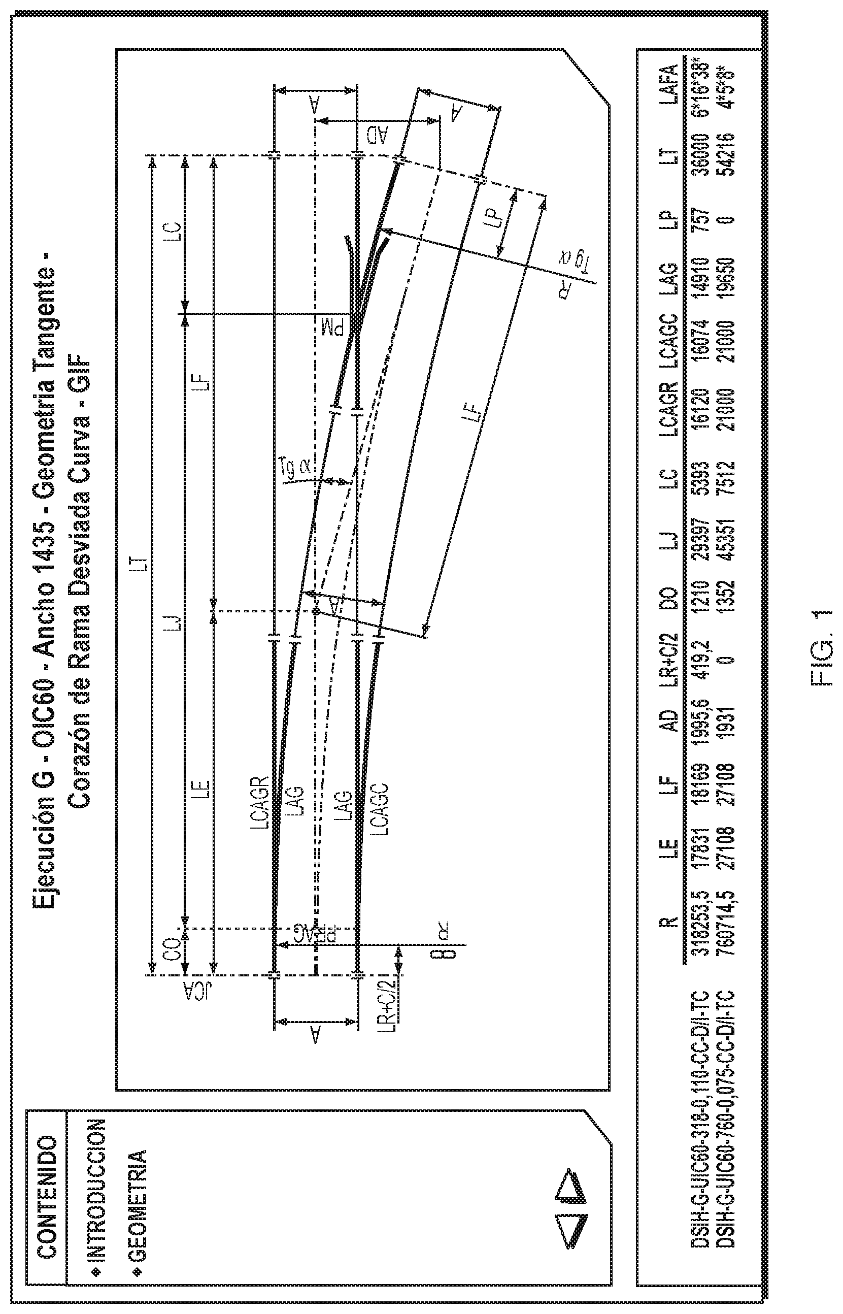 Patent US11780480 — Simplifying complex rail turnout geometry for computing and converging connections — Figure 1