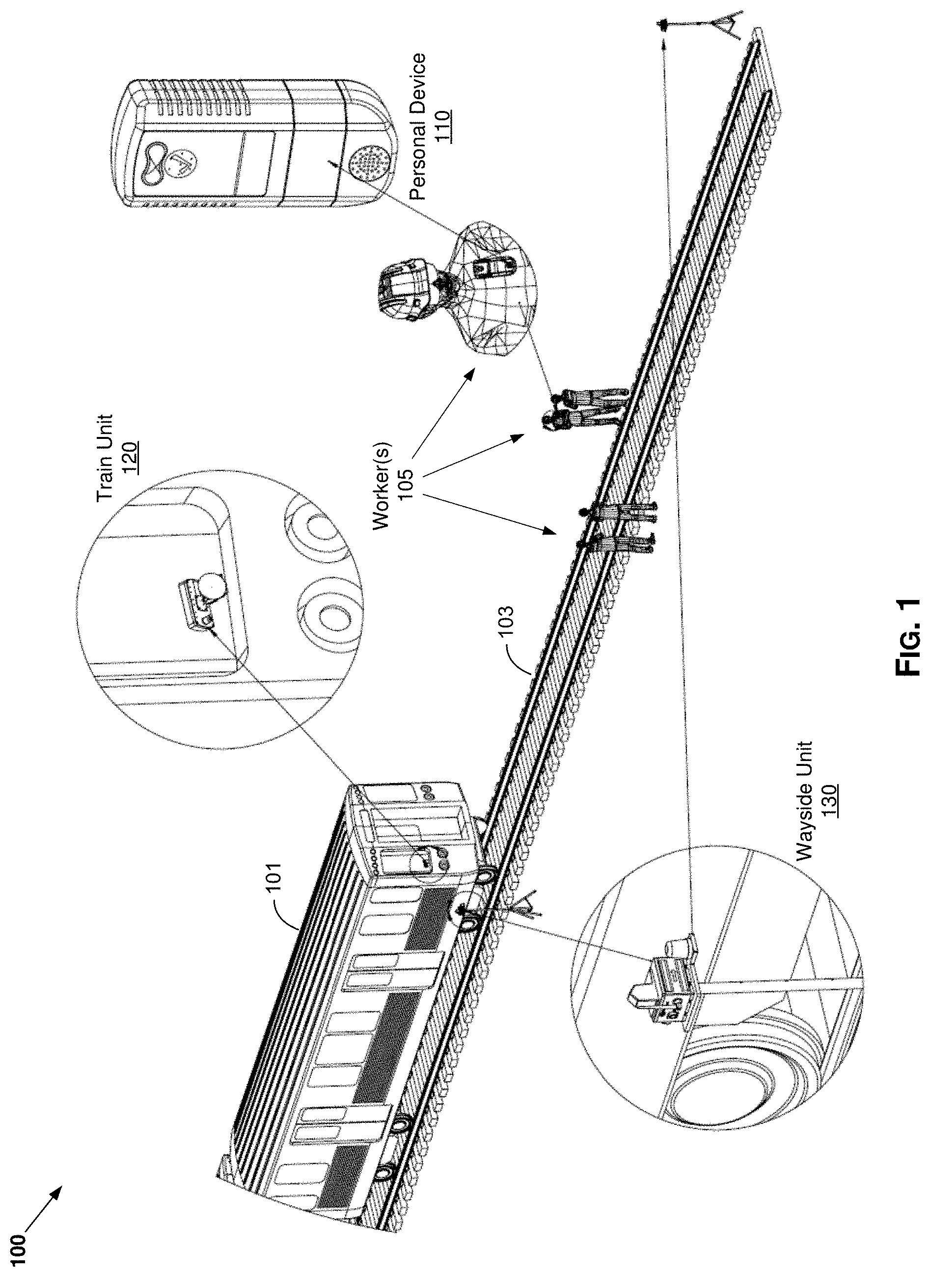Patent US11780481 — Methods and systems for worker protection system with ultra-wideband (UWB) based anchor network — Figure 1