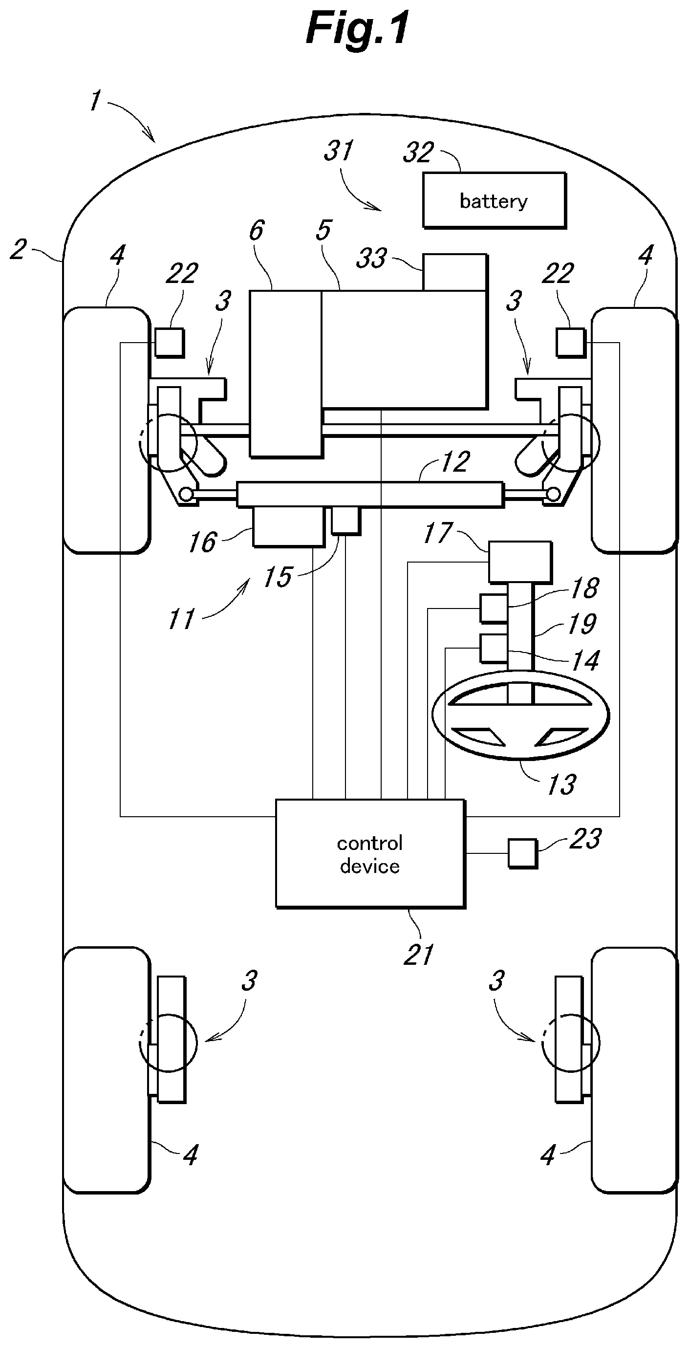 Patent US11780493 — Control device for vehicle — Figure 1