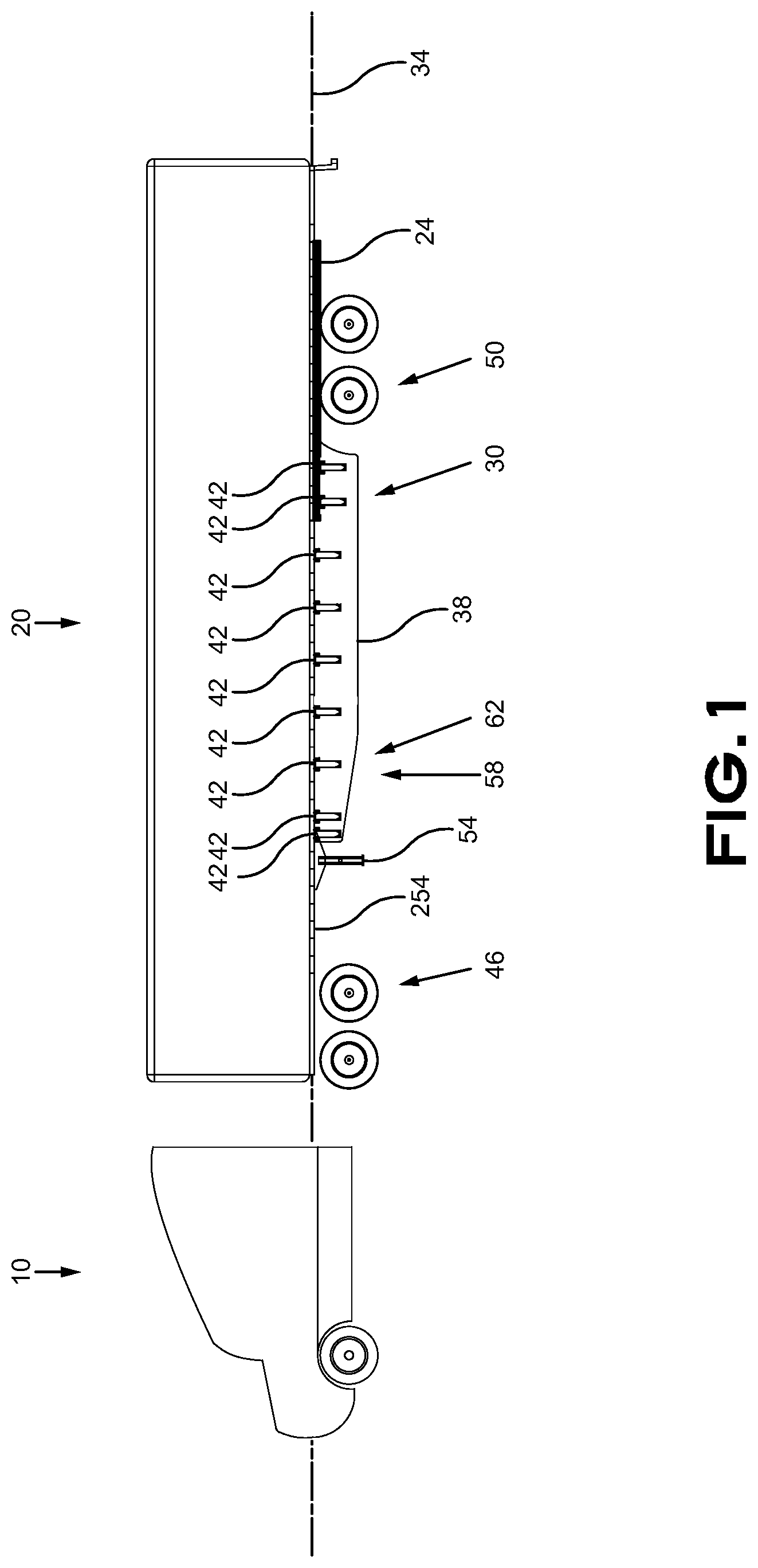 Patent US11780510 — Aerodynamic skirt securing connector comprising a stabilizer — Figure 1