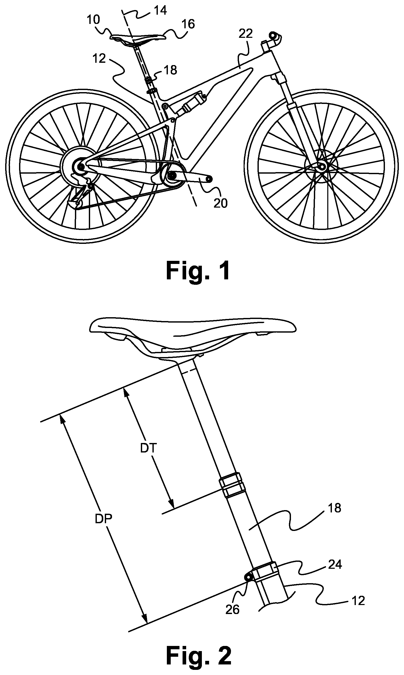 Patent US11780521 — Telescopic bicycle seatpost with adjustable uncompressed resting height — Figure 1