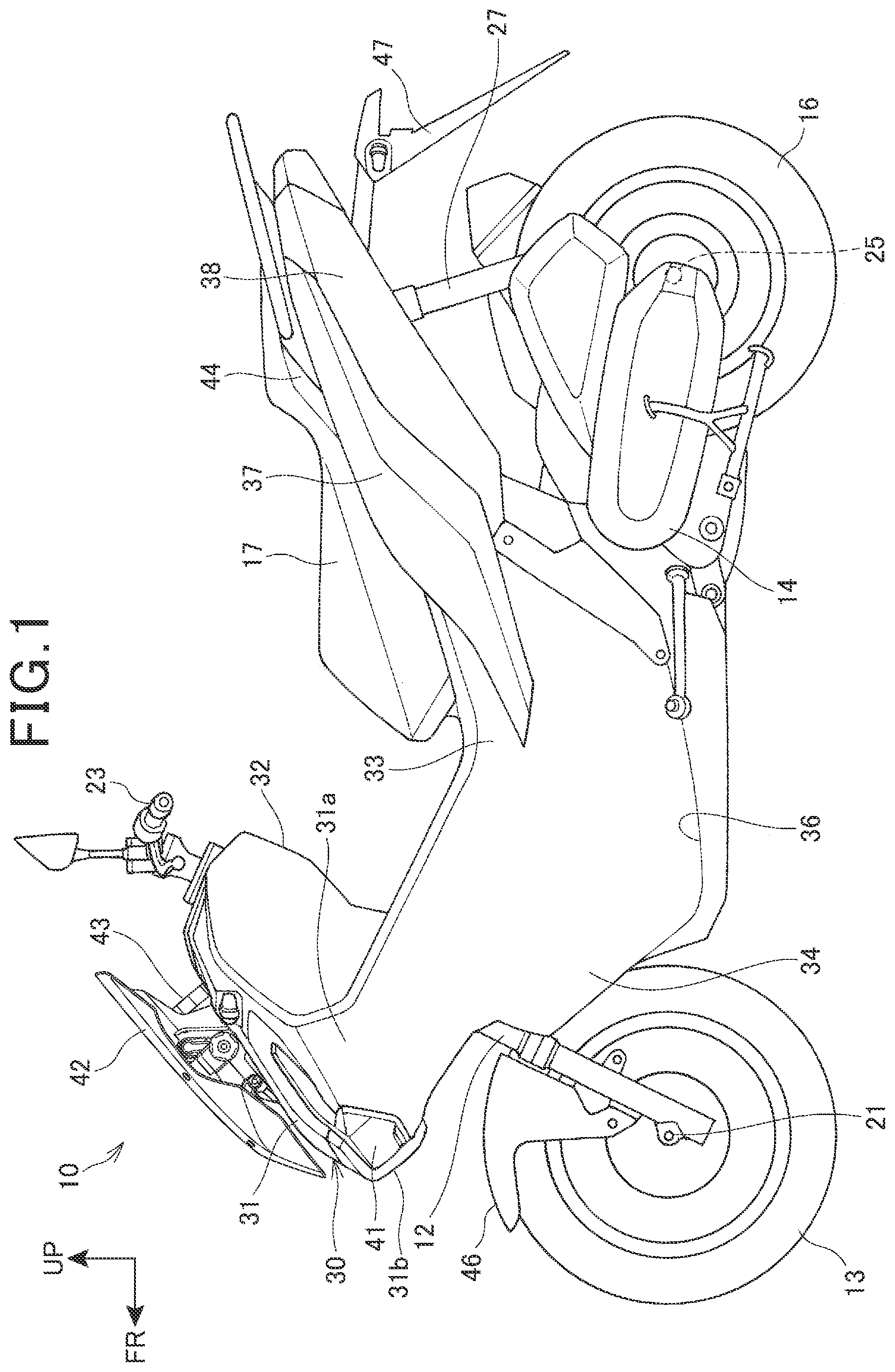 Patent US11780525 Figure 1 – Saddle ride type vehicle