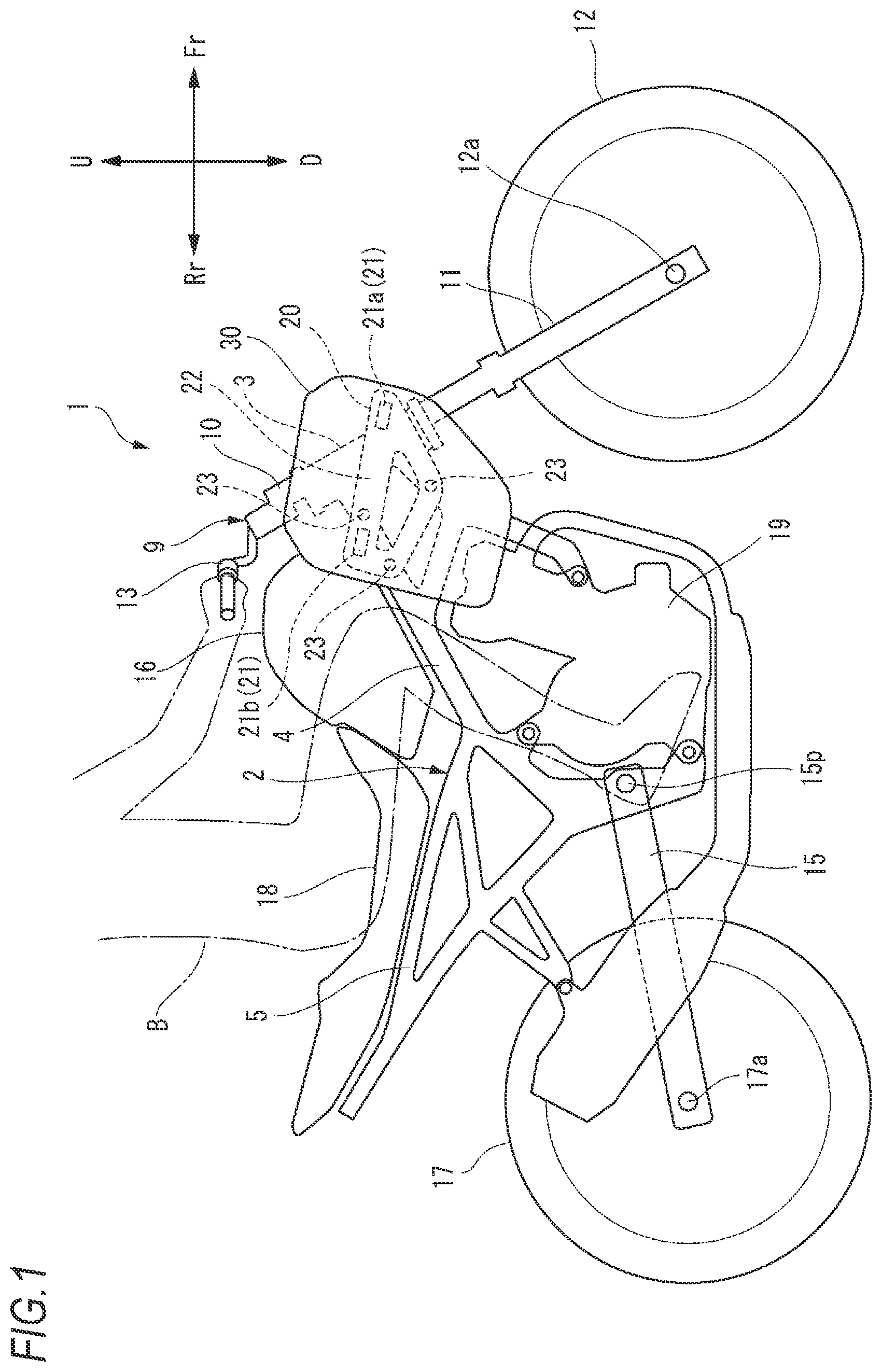 Patent US11780527 — Straddle-type vehicle — Figure 1
