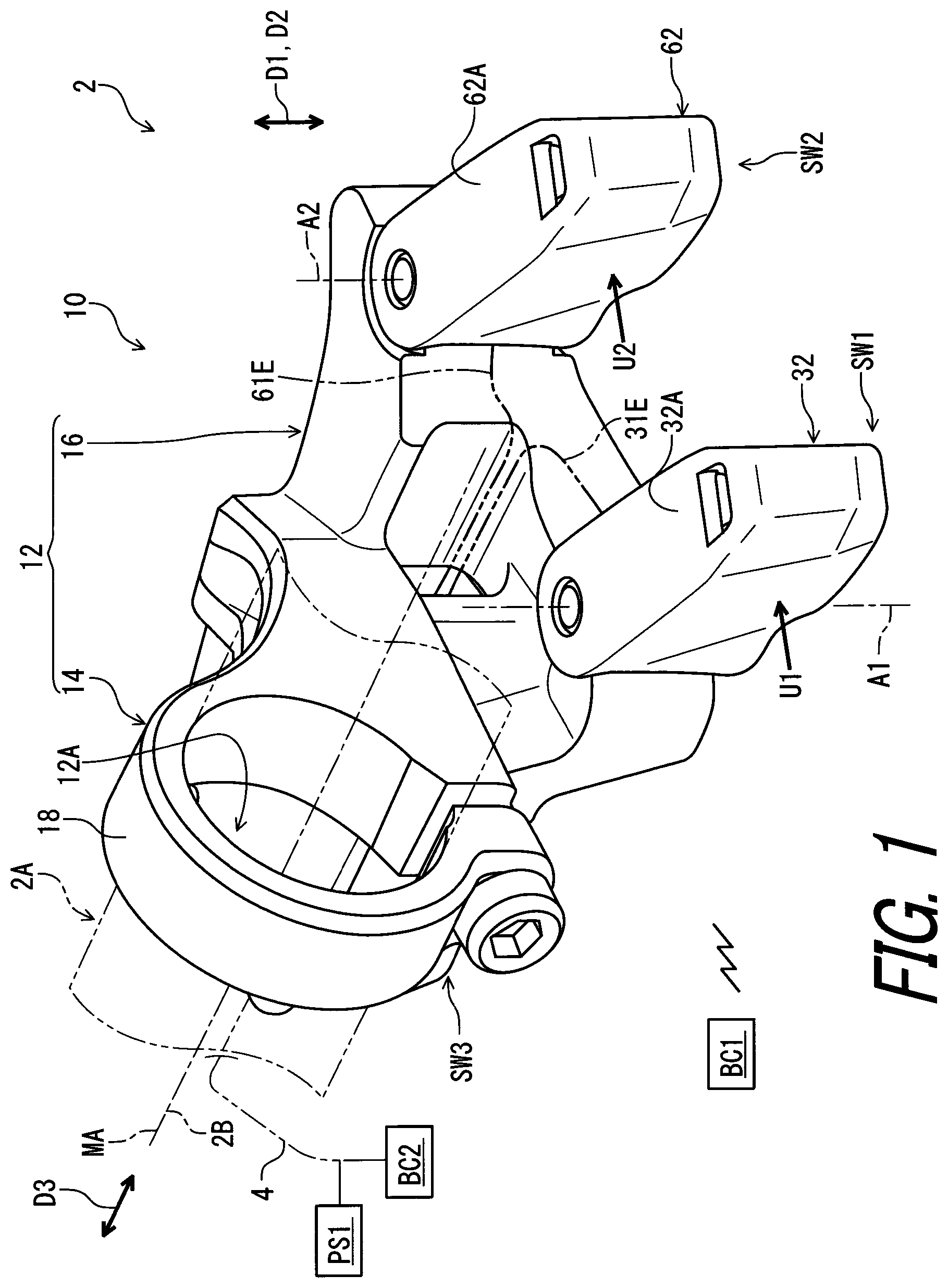 Patent US11780529 — Operating device for human-powered vehicle — Figure 1