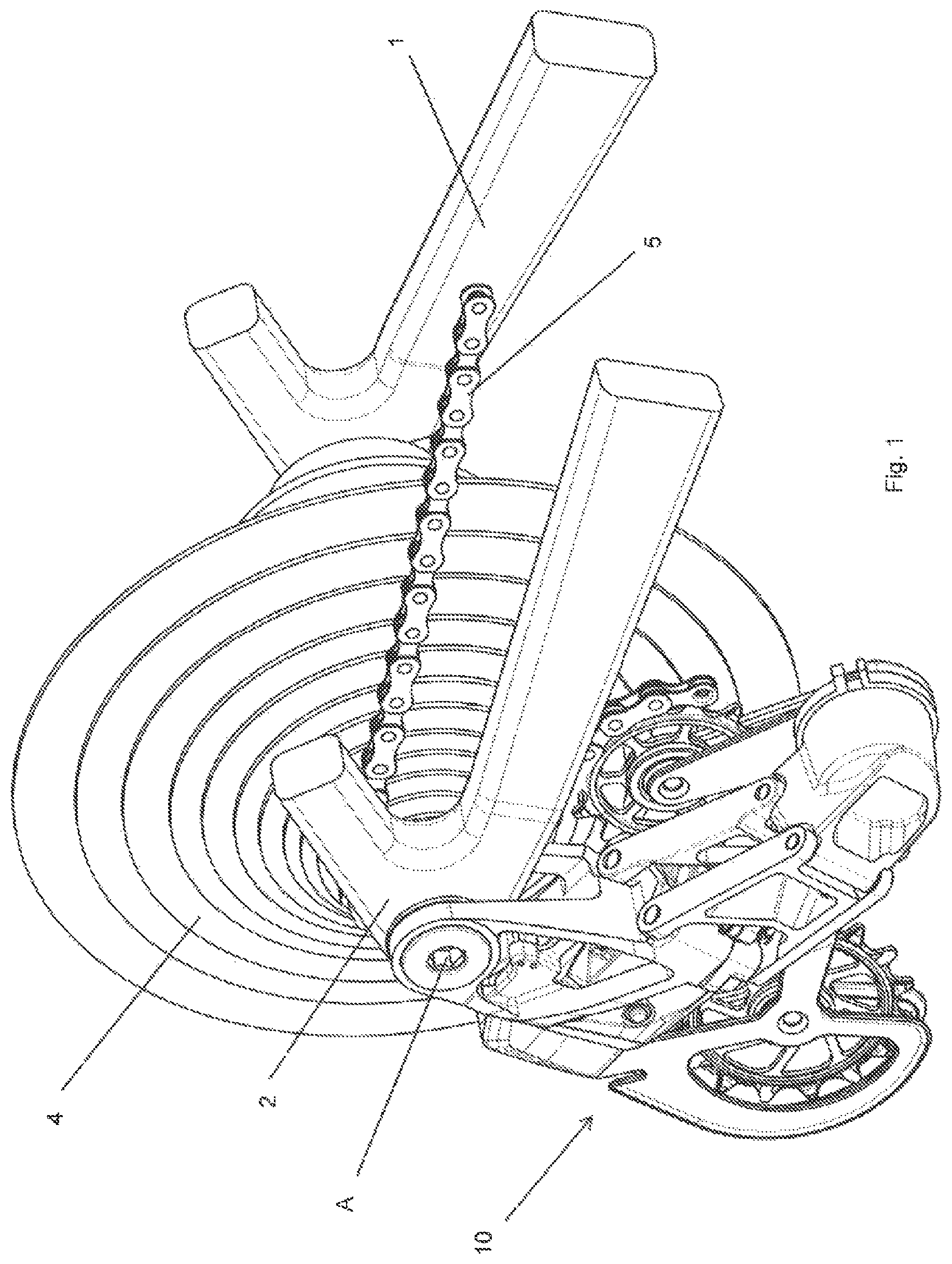 Patent US11780532 — Electromechanical derailleur for coaxial assembly — Figure 1