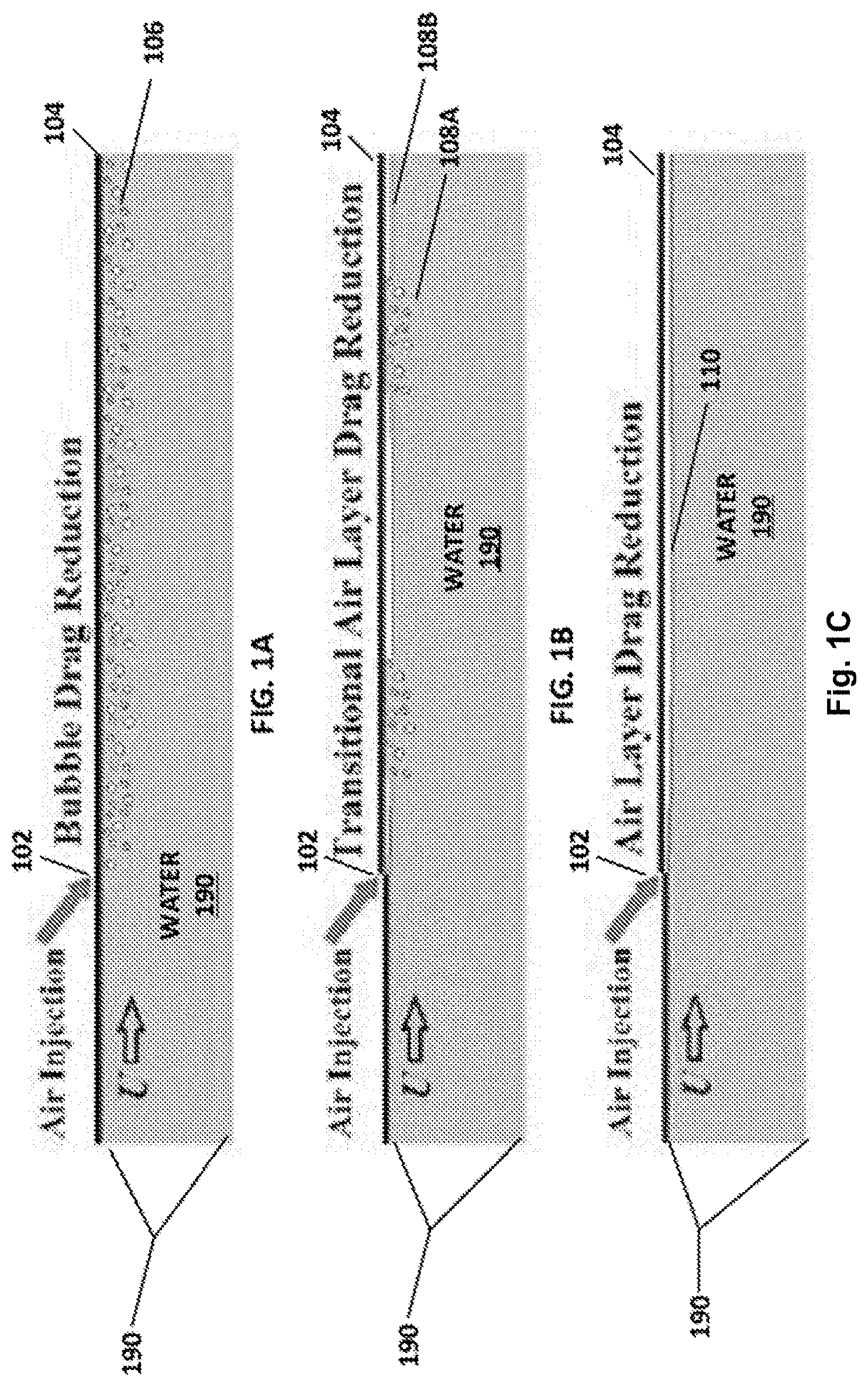 Patent US11780533 — Air layer and hydrophobic drag reduction and preferential guidance and recovery of gas with engineered surfaces — Figure 1