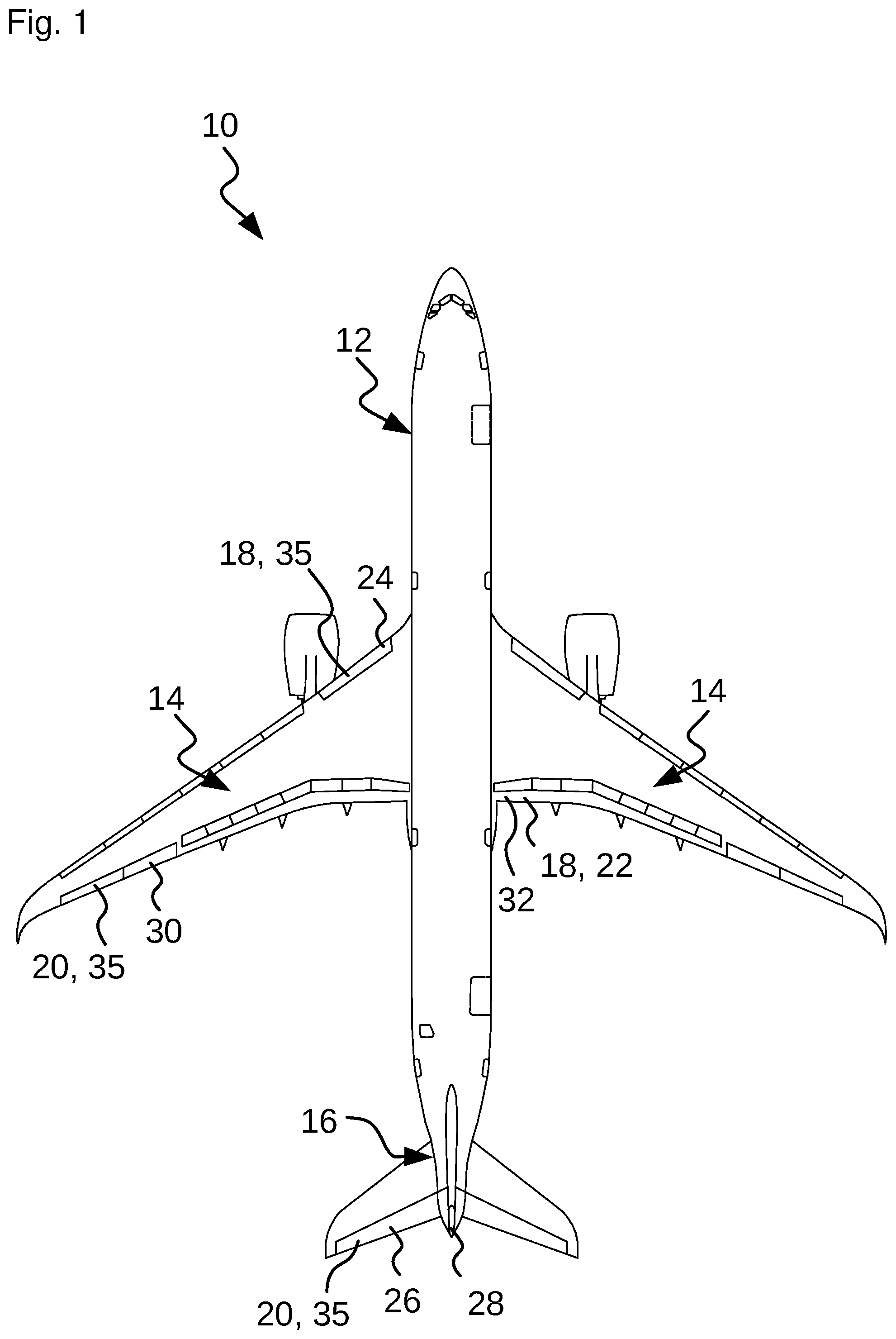 Patent US11780558 Figure 1 – Support stay and support arrangement for supporting a movable part of an aircraft