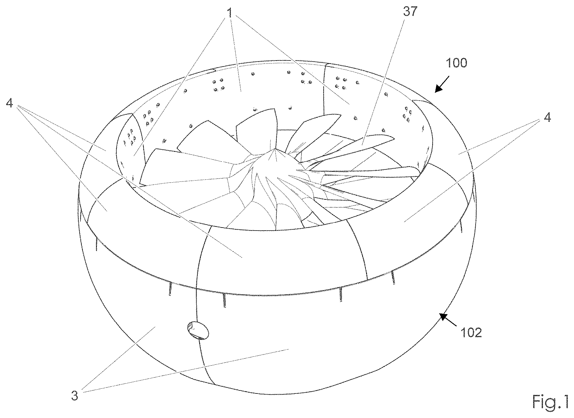 Patent US11780560 — Adaptive ducted fan propulsion system — Figure 1
