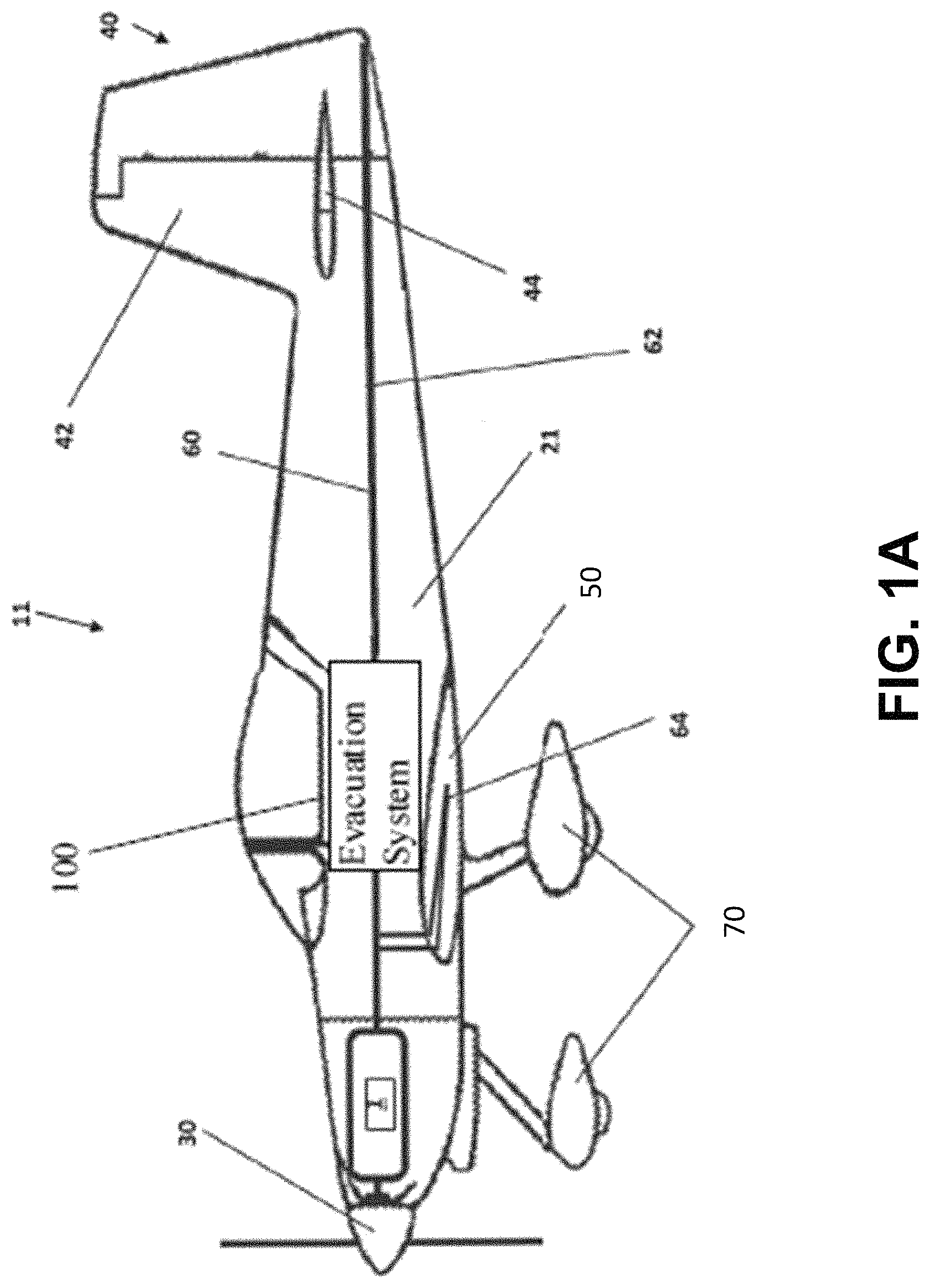 Patent US11780596 — Aircraft evacuation system with hydrogen inflation — Figure 1