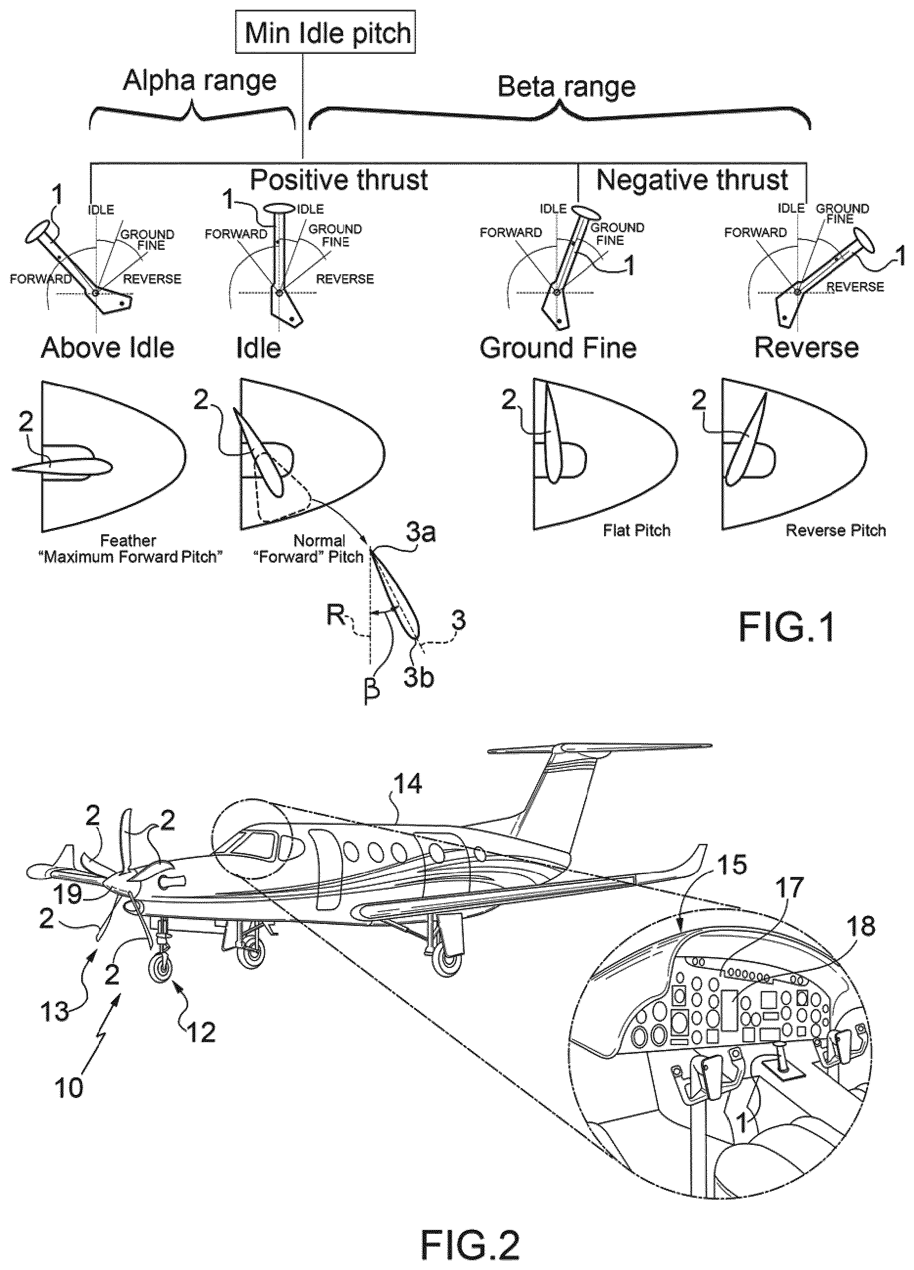Patent US11780600 — System and method for combined propeller speed and propeller pitch control for a turbopropeller engine — Figure 1