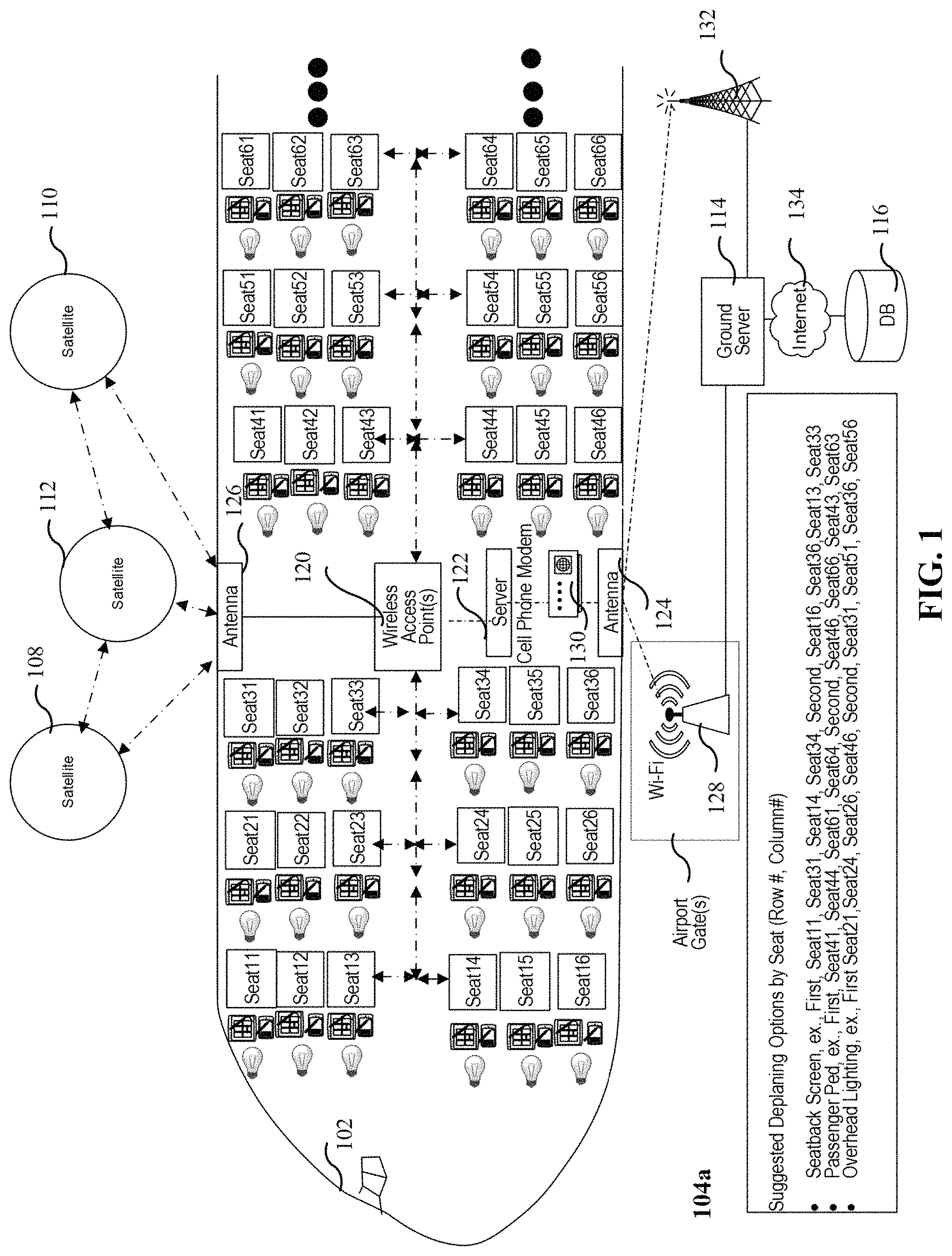 Patent US11780604 — Coordinated passenger prescreening and deplaning — Figure 1