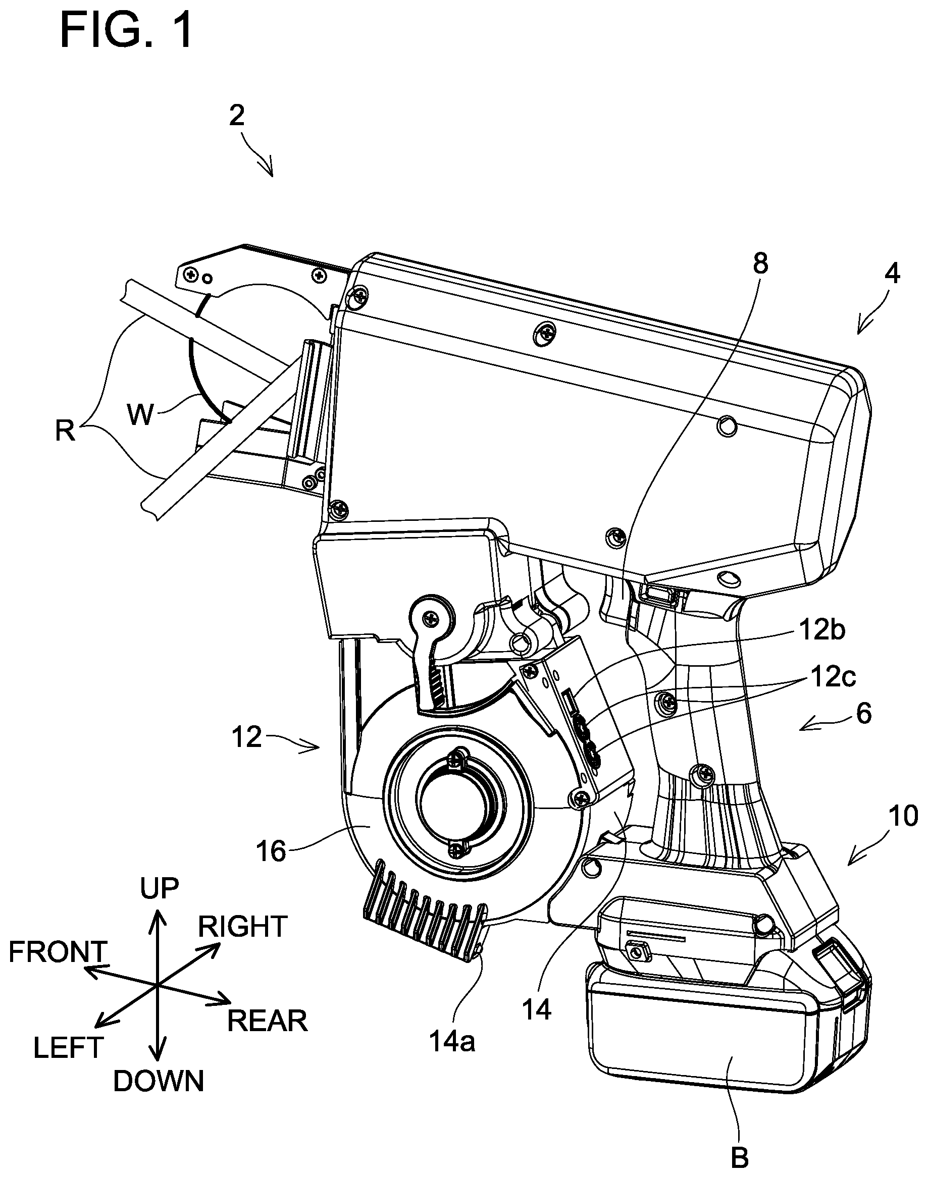 Patent US11780620 — Rebar tying machine — Figure 1